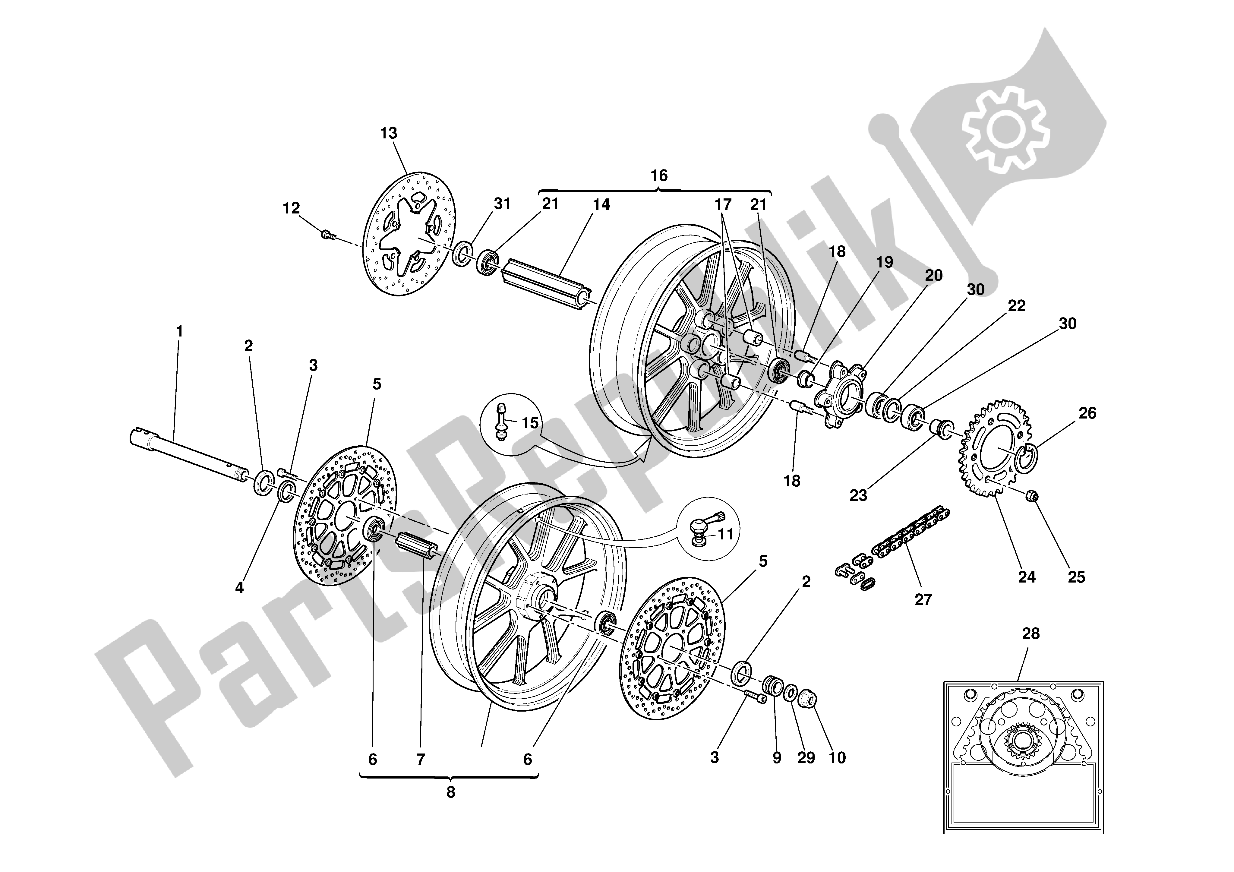 Todas las partes para Ruedas Delanteras Y Traseras de Ducati 999 2003