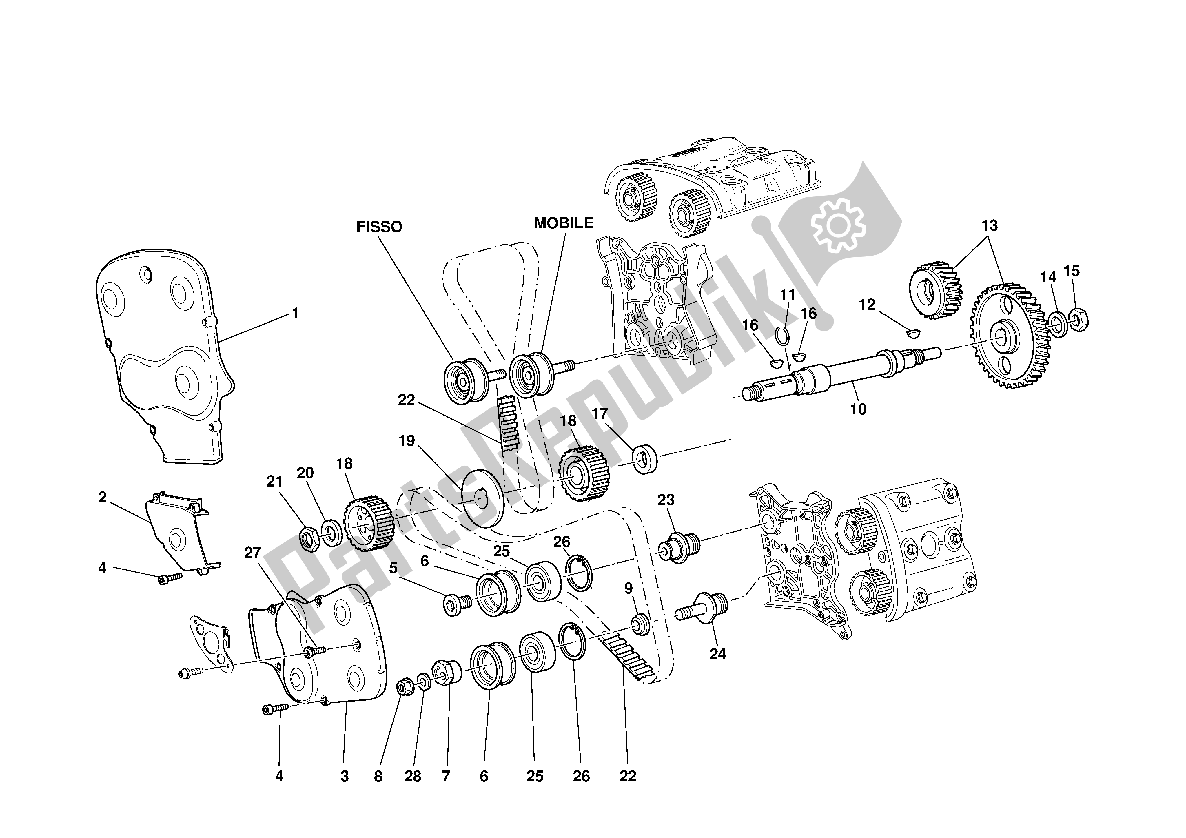 Alle onderdelen voor de Timing van de Ducati 999 2003