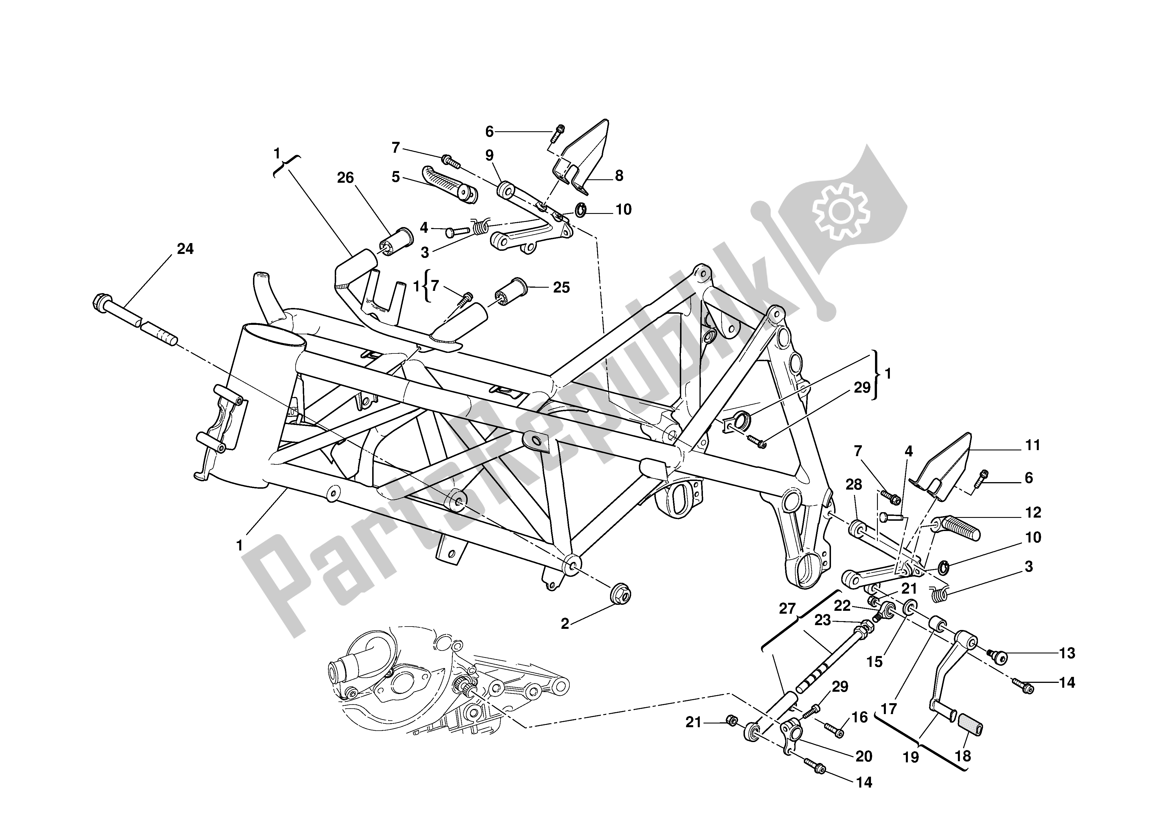 Tutte le parti per il Telaio del Ducati 999 R 2003