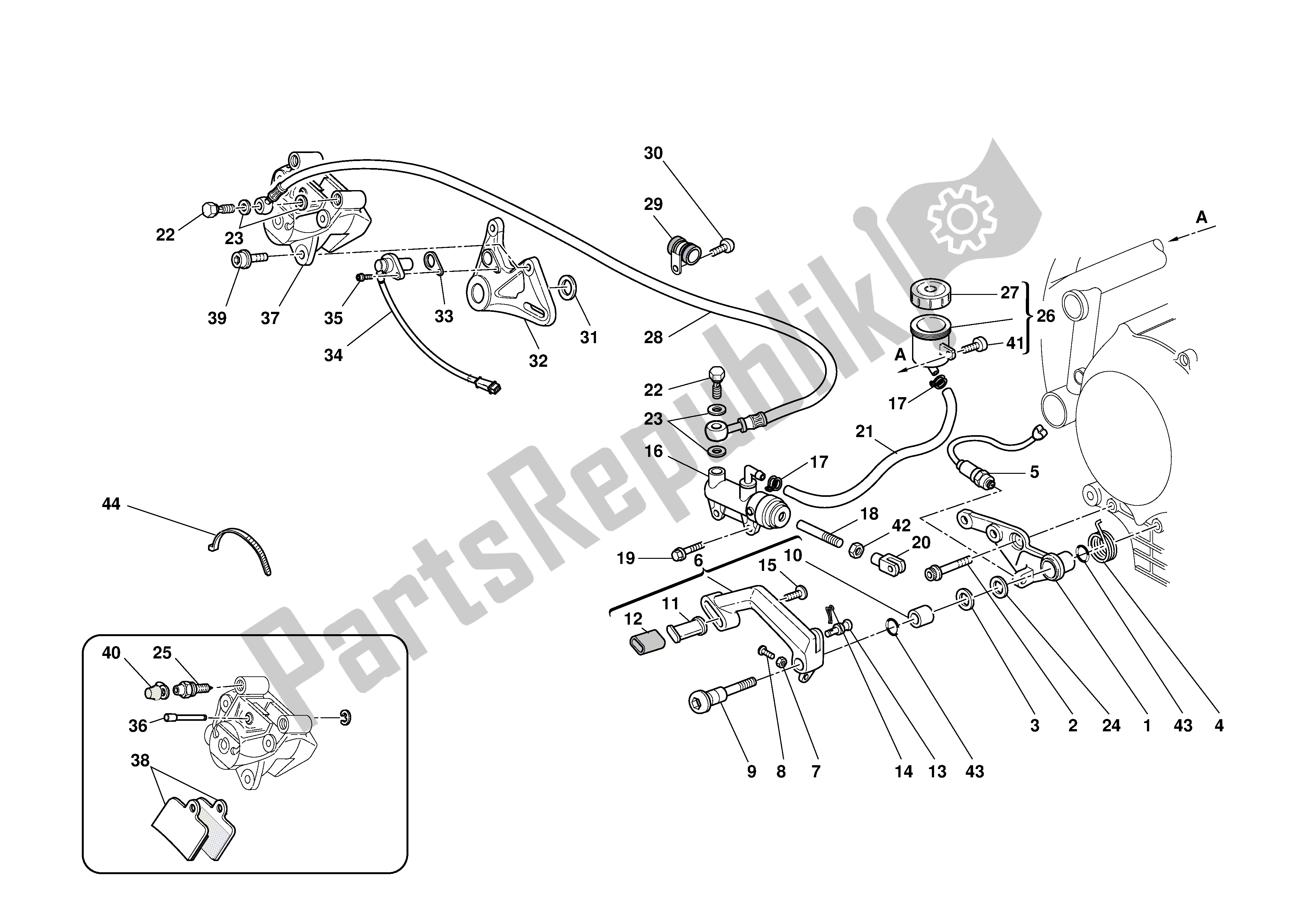 Tutte le parti per il Freno Idraulico Posteriore del Ducati 999 R 2003