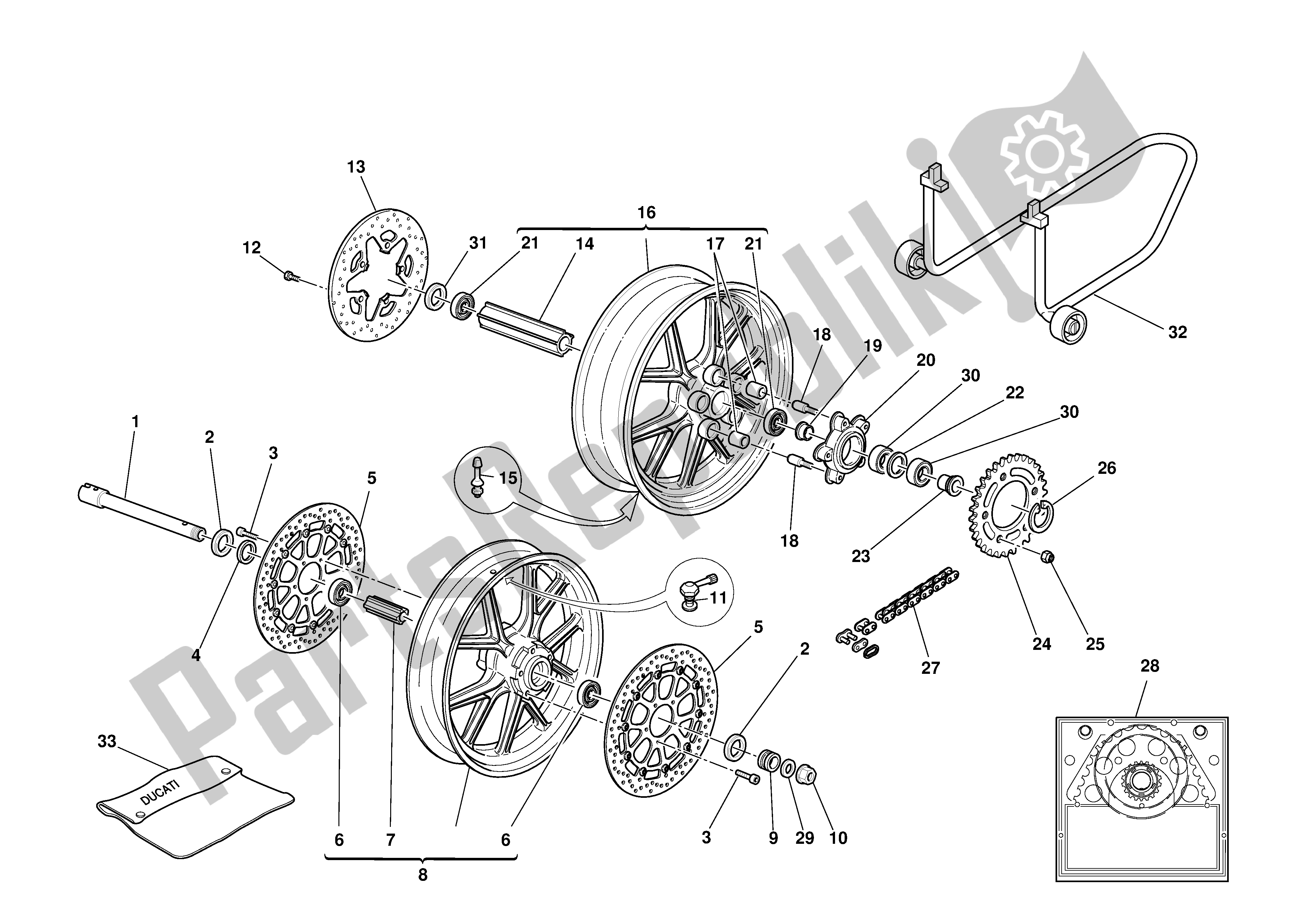 Toutes les pièces pour le Roues Avant Et Arrière du Ducati 999 R 2003