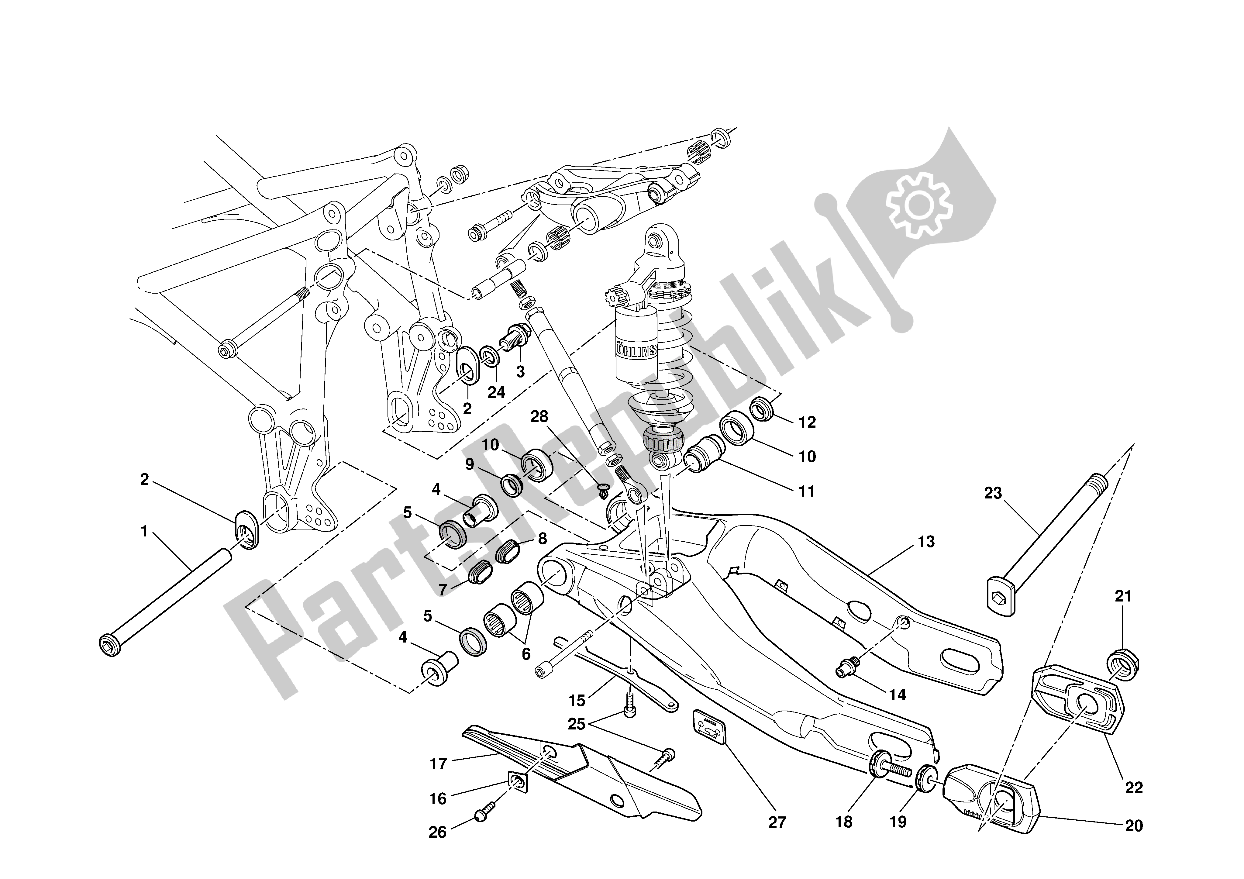 Tutte le parti per il Forcella Posteriore del Ducati 999 R 2003