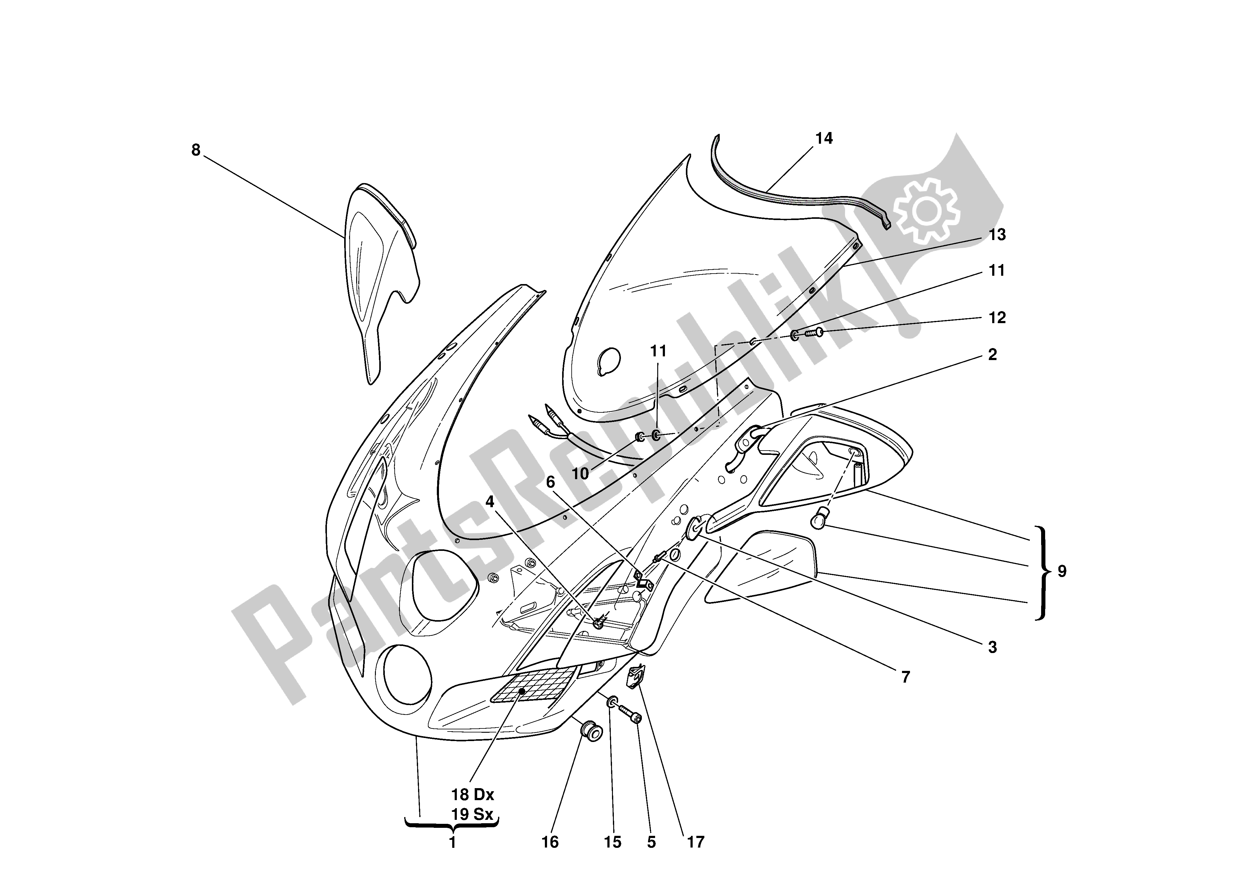 Tutte le parti per il Carenatura Del Faro del Ducati 999 R 2003