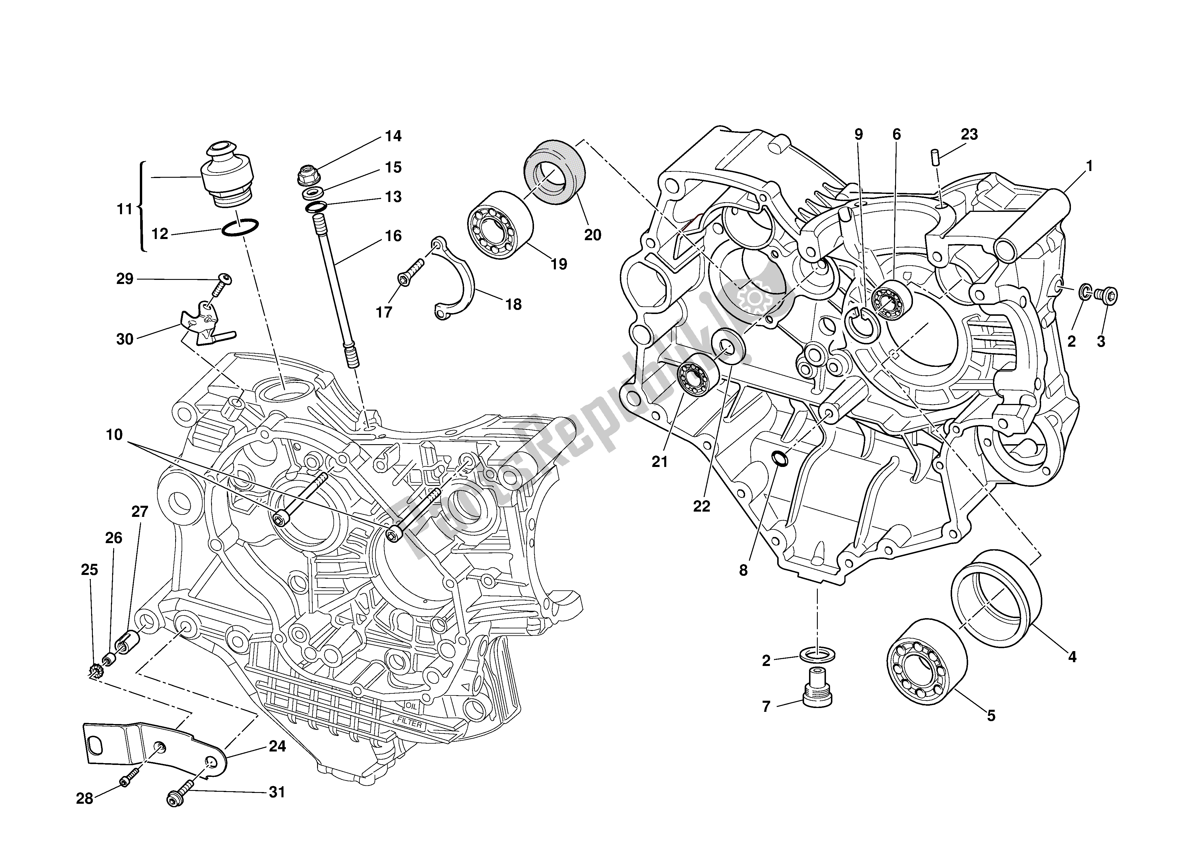 Alle onderdelen voor de Halve Carters van de Ducati 999 R 2003