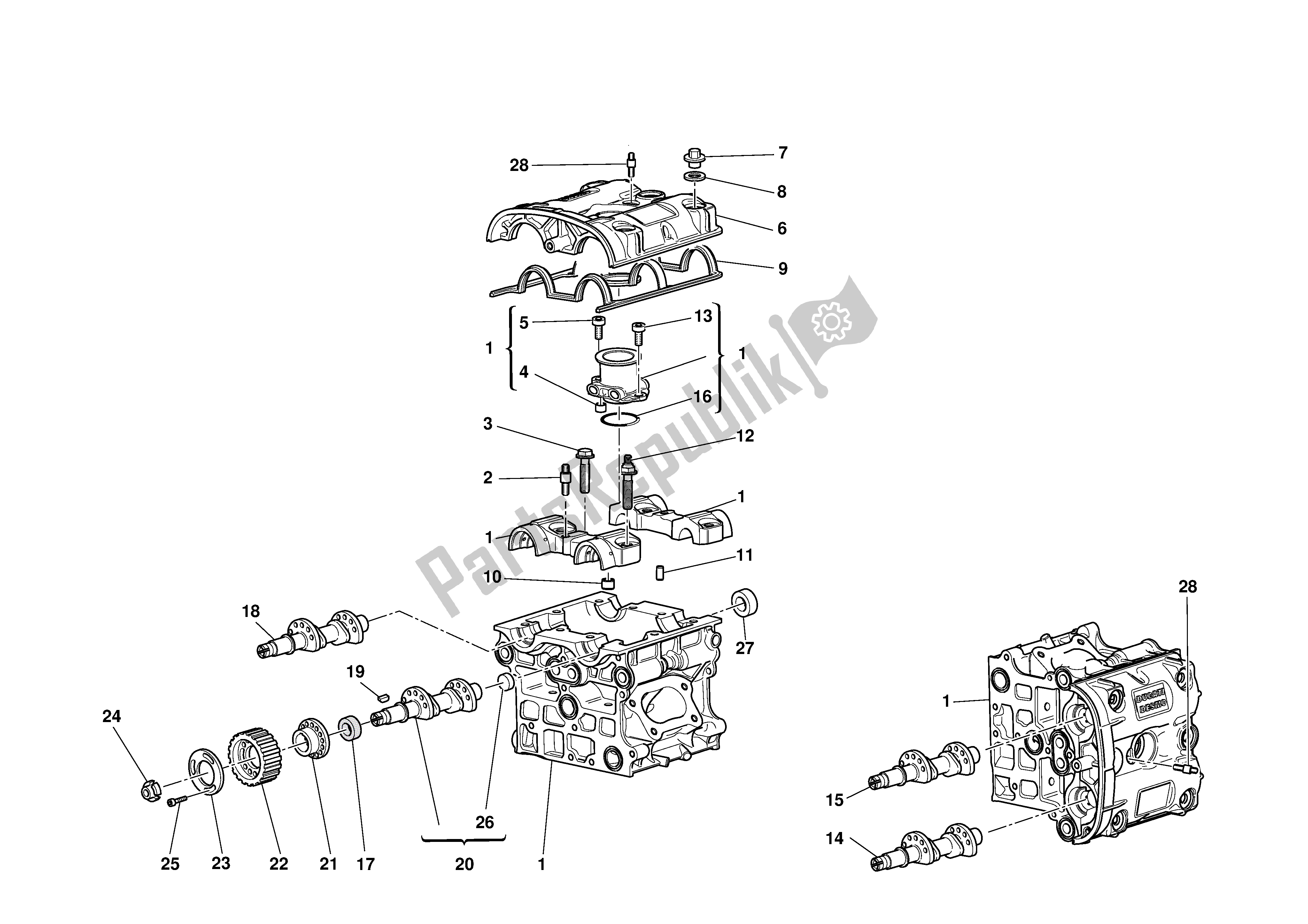 Tutte le parti per il Testa del Ducati 999 R 2003