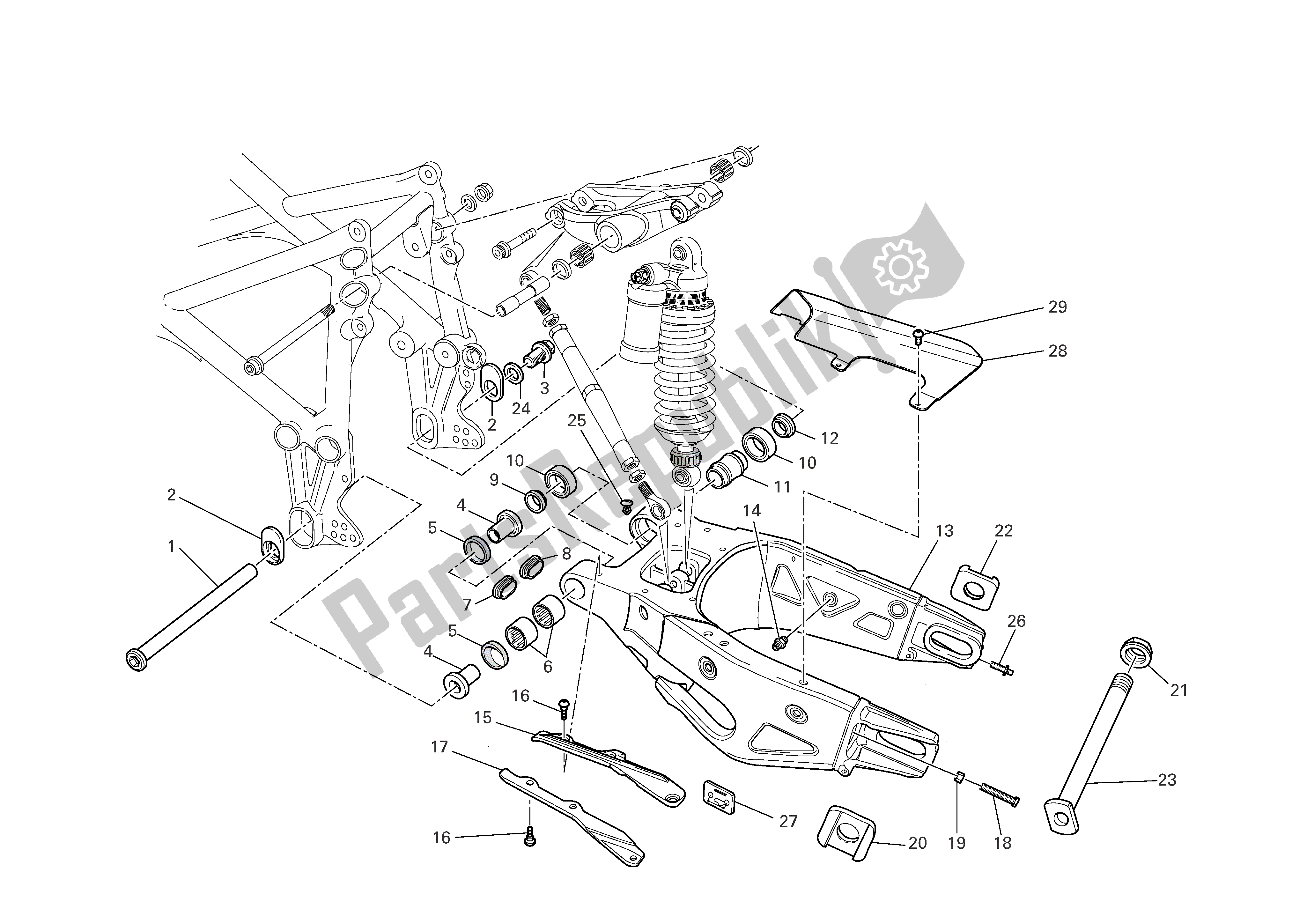 Tutte le parti per il Forcellone del Ducati 999 R Xerox 2006