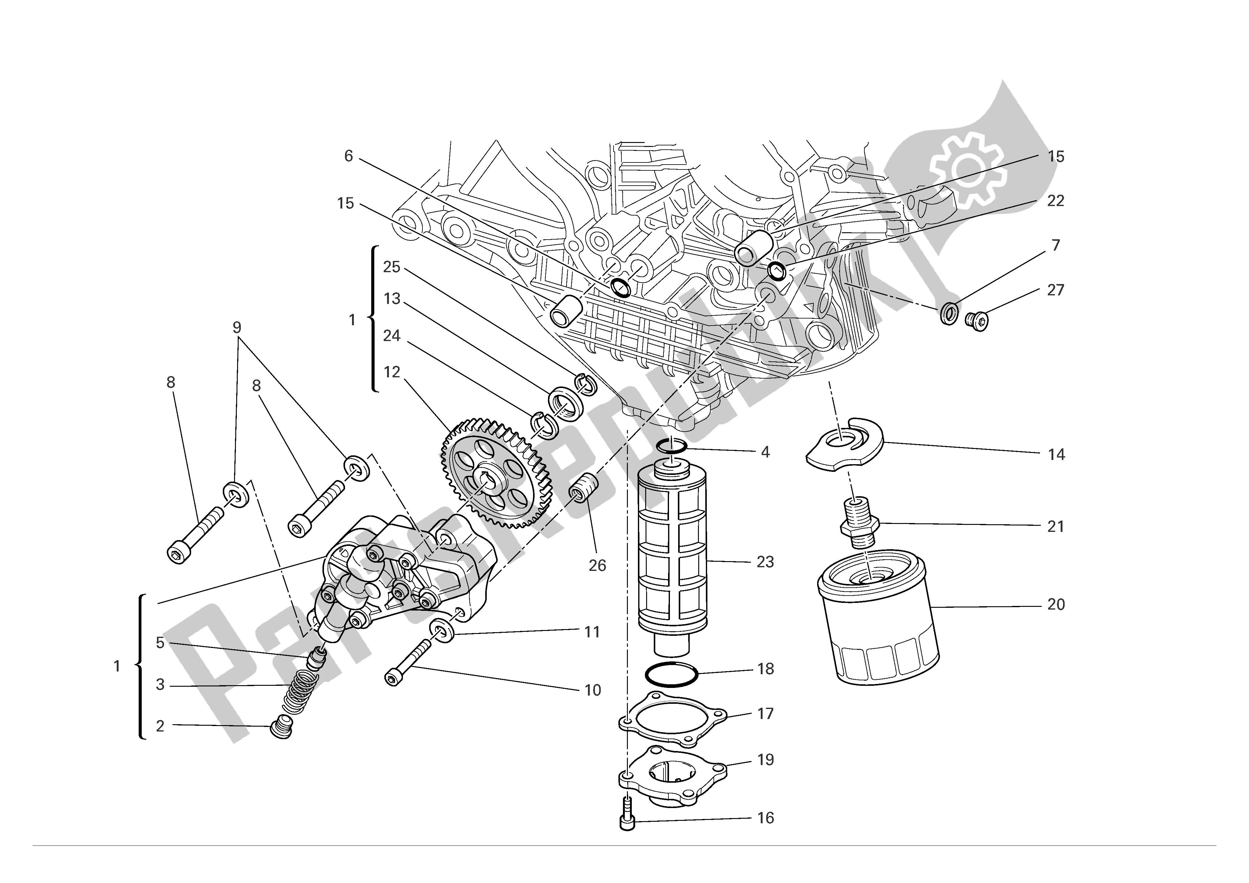 Alle onderdelen voor de Filters En Oliepomp van de Ducati 999 R Xerox 2006