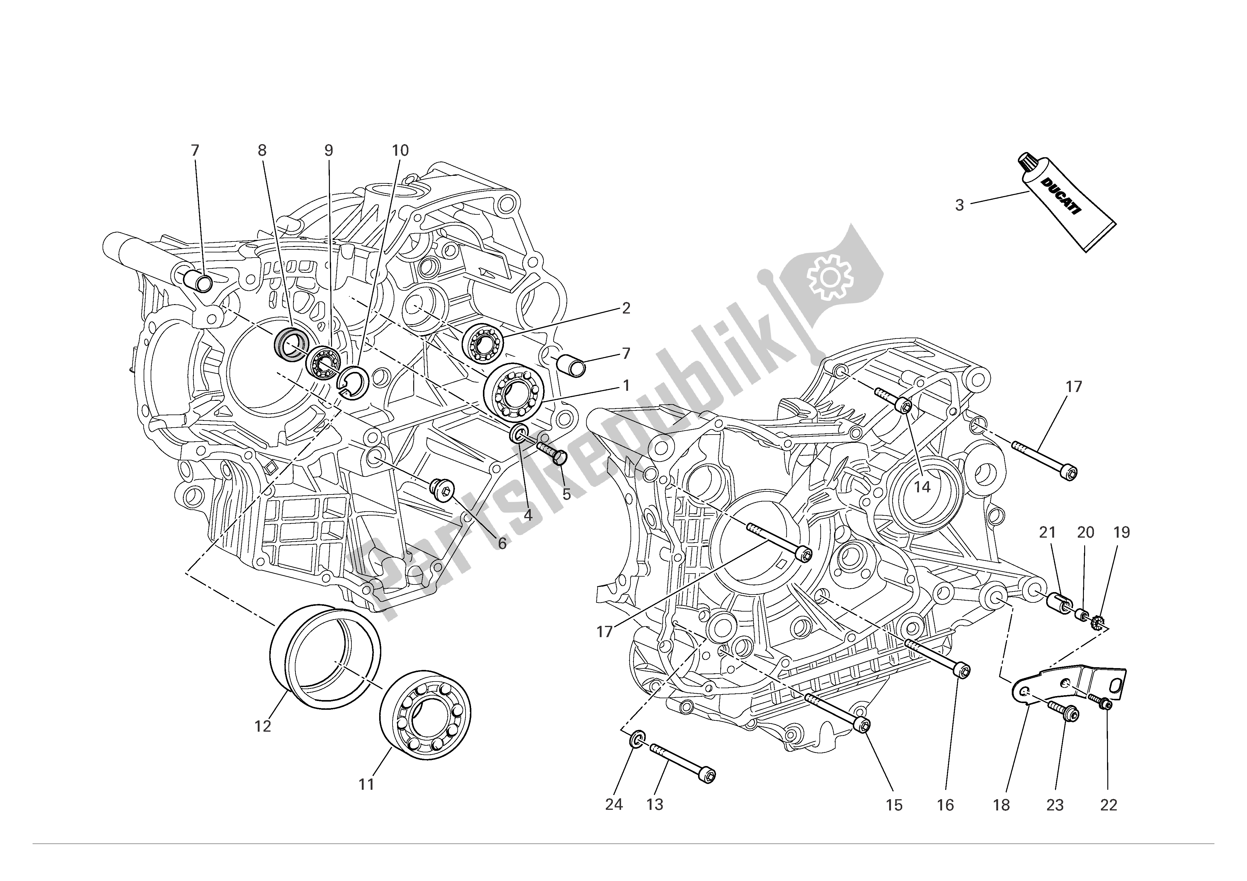 Tutte le parti per il Metà Del Carter del Ducati 999 R Xerox 2006