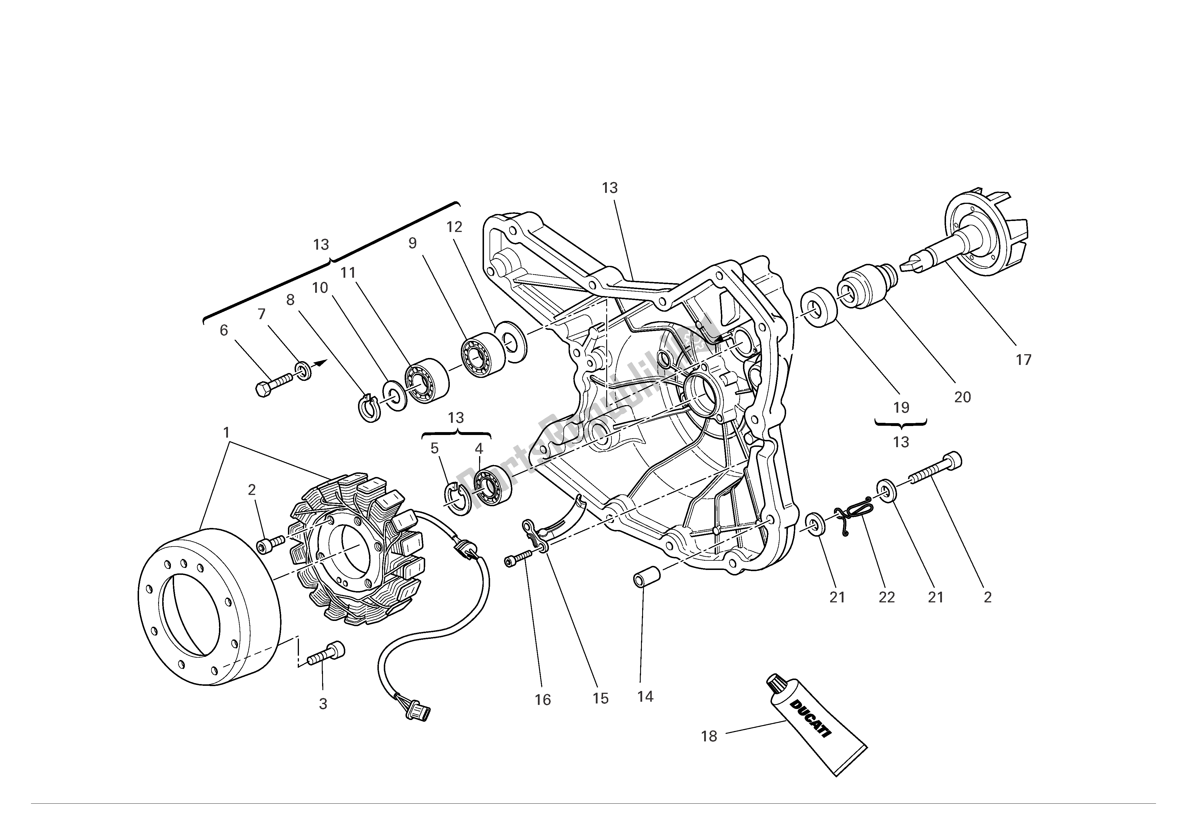 Tutte le parti per il Coperchio Carter Pompa Lato Acqua del Ducati 999 R Xerox 2006