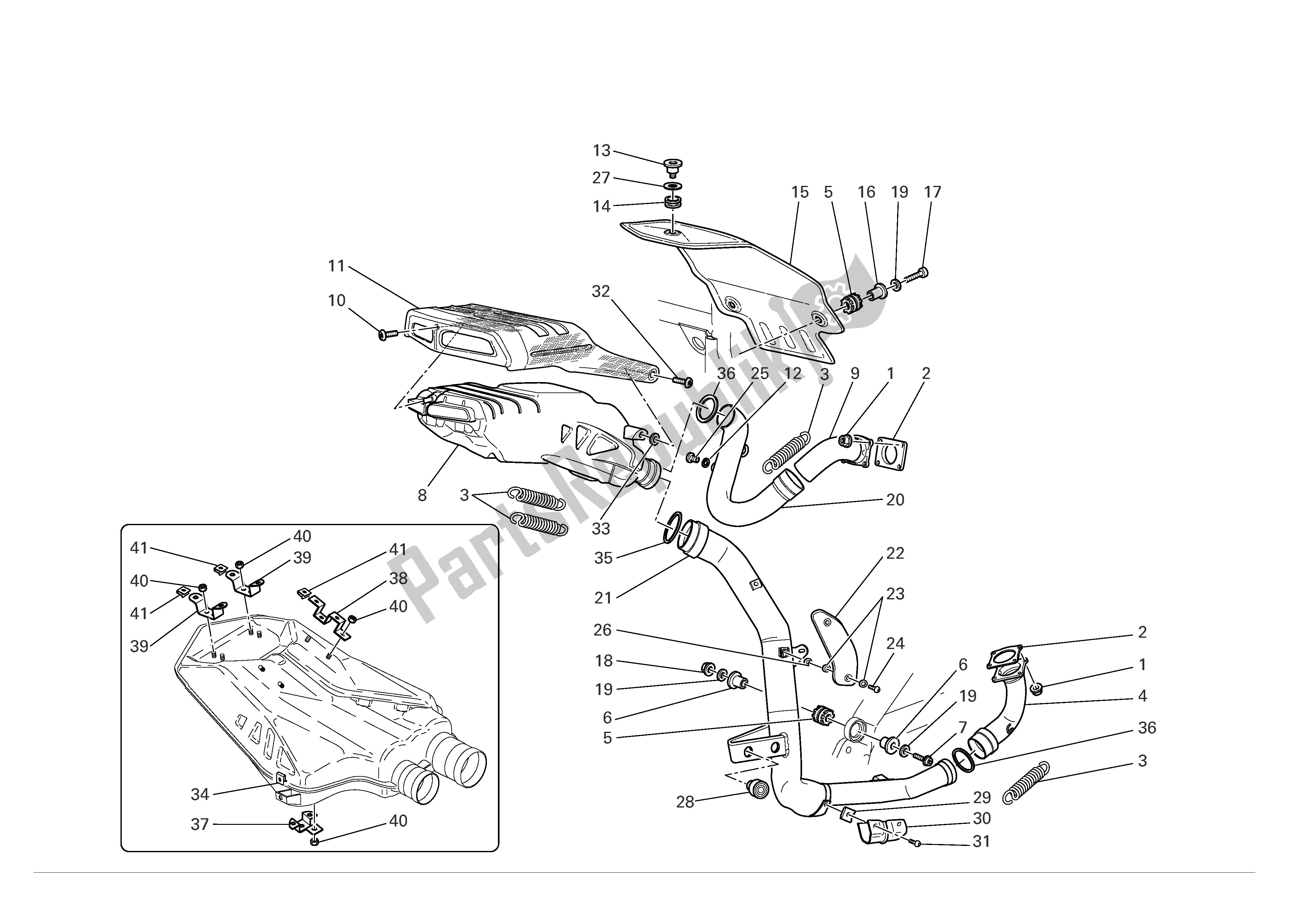 Tutte le parti per il Impianto Di Scarico del Ducati 999 R Xerox 2006