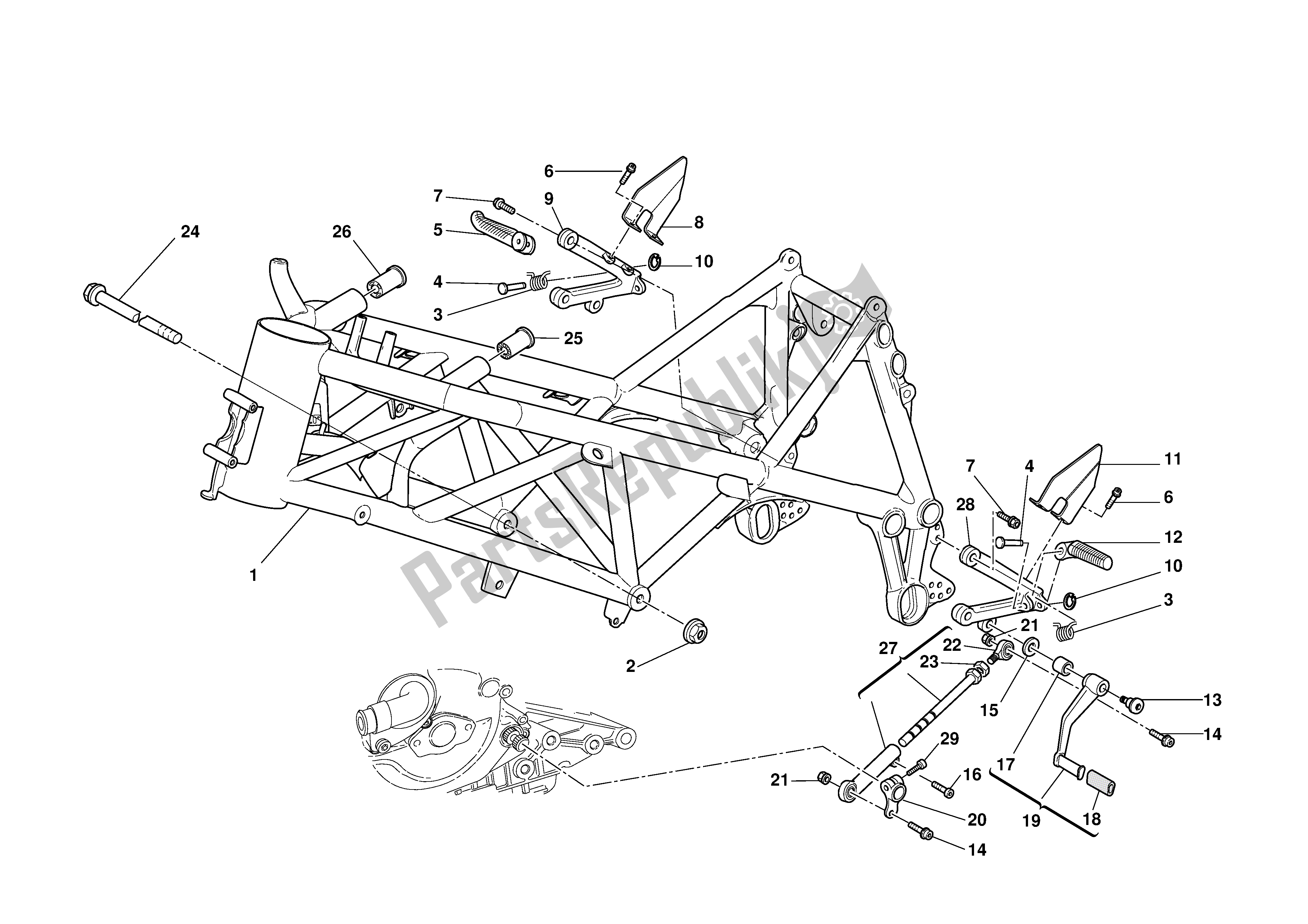 Tutte le parti per il Telaio del Ducati 999S 2003