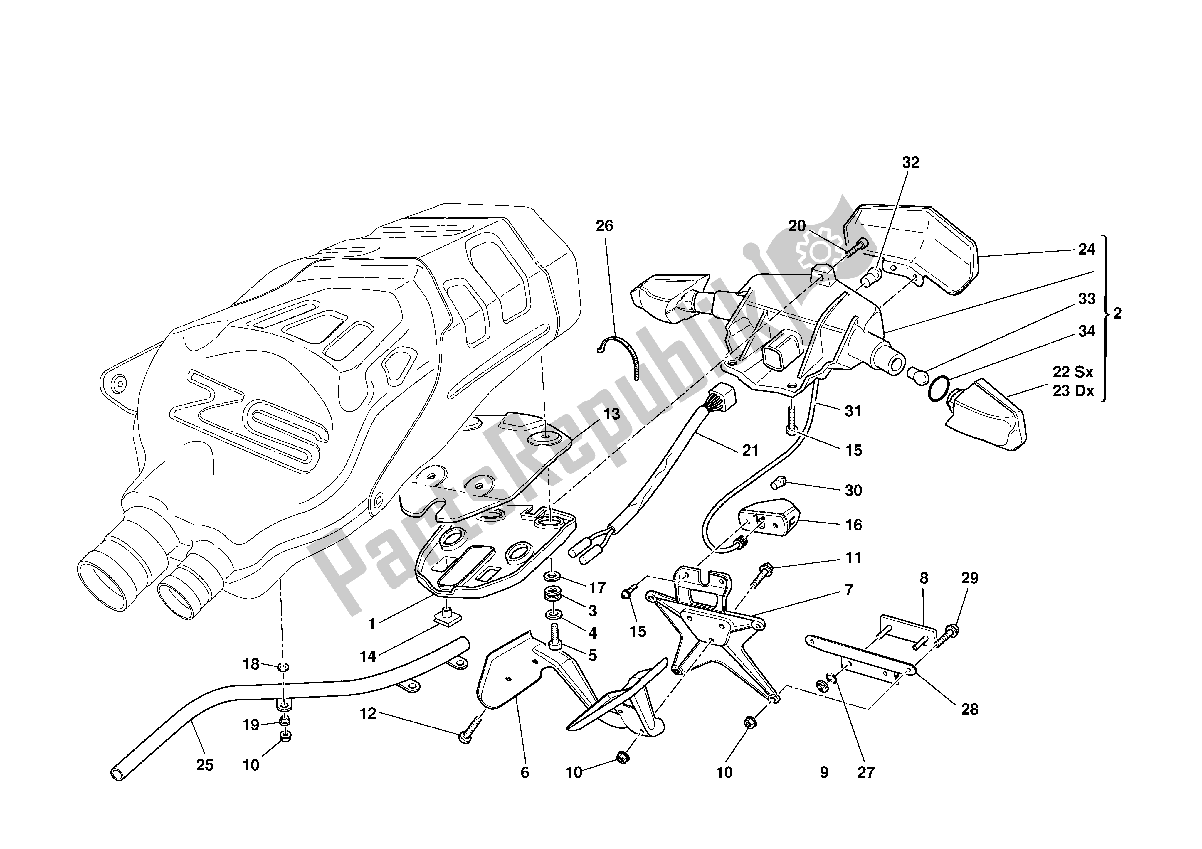 Todas las partes para Titular De Matrícula de Ducati 999S 2003