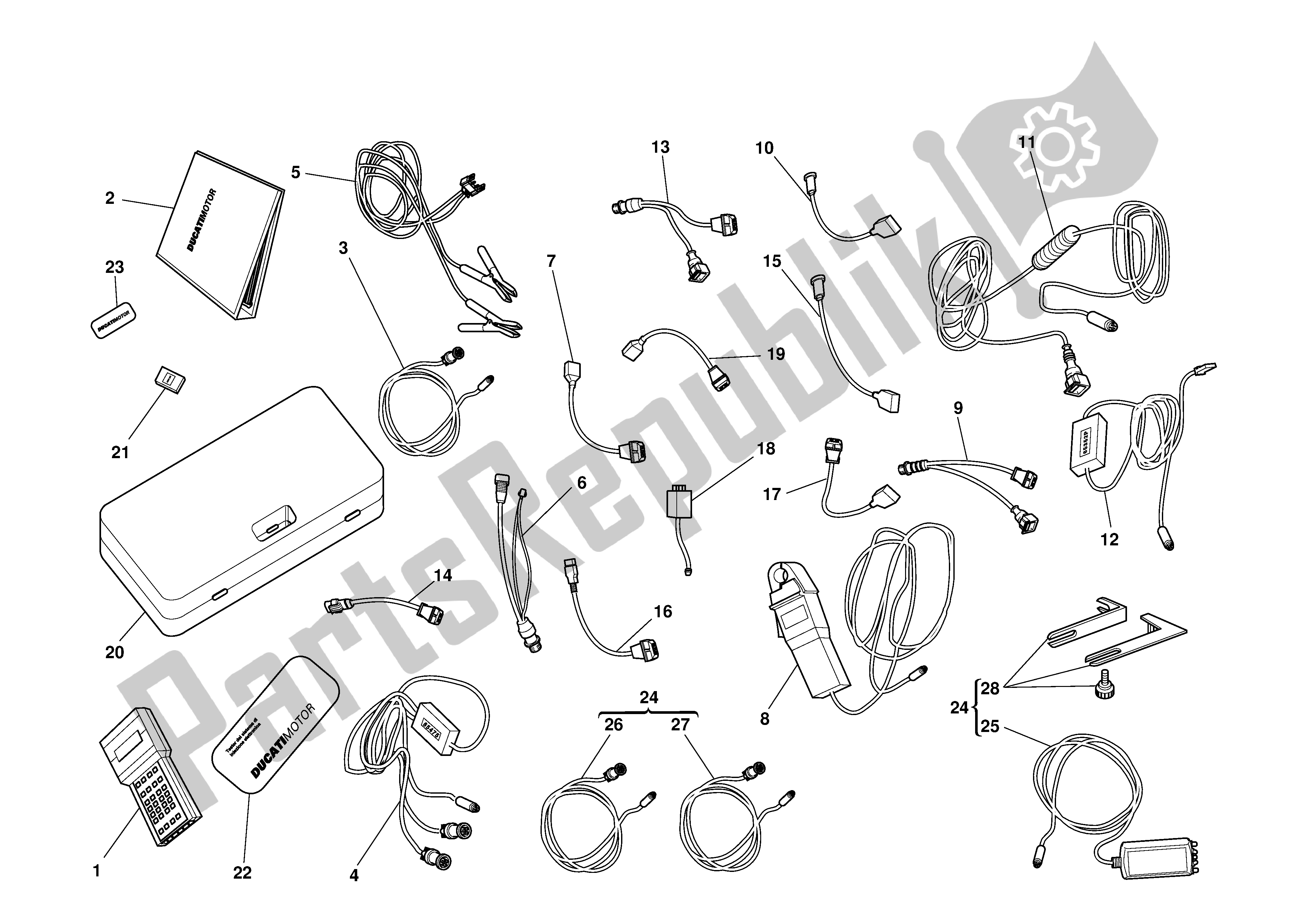 Todas las partes para Diagnostico Testermattesis de Ducati 999S 2003