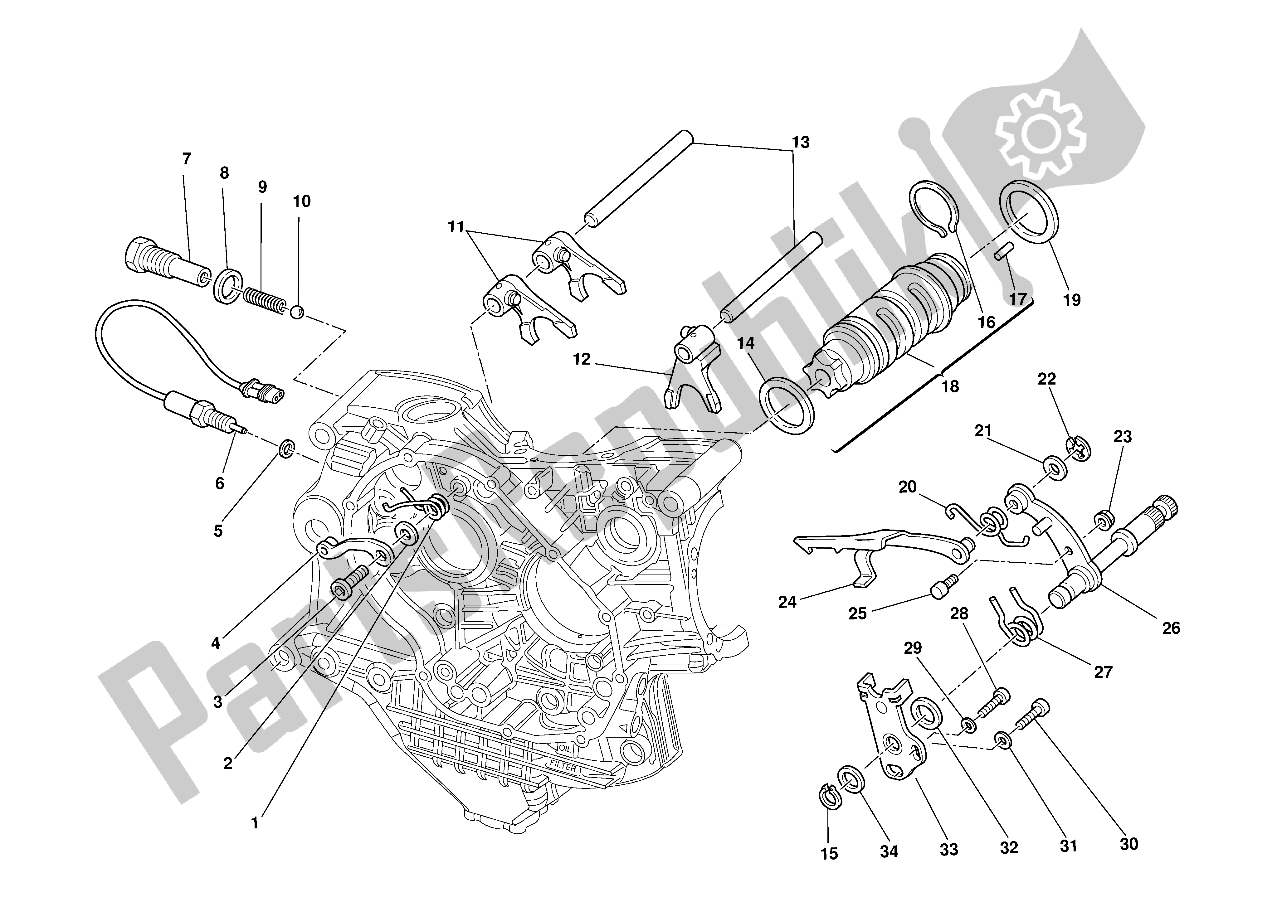 Tutte le parti per il Gearchange del Ducati 999S 2003