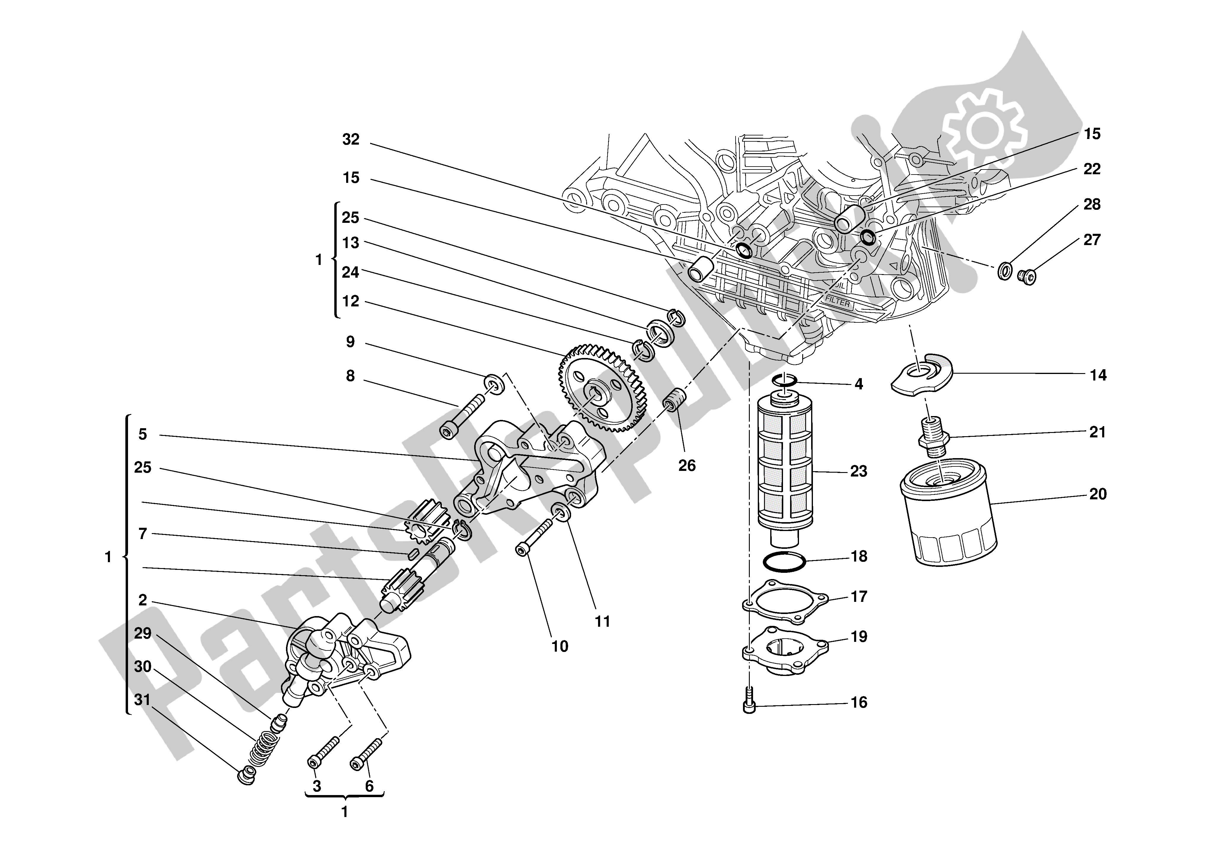 Todas las partes para Filtros Y Bomba De Aceite de Ducati 999S 2003