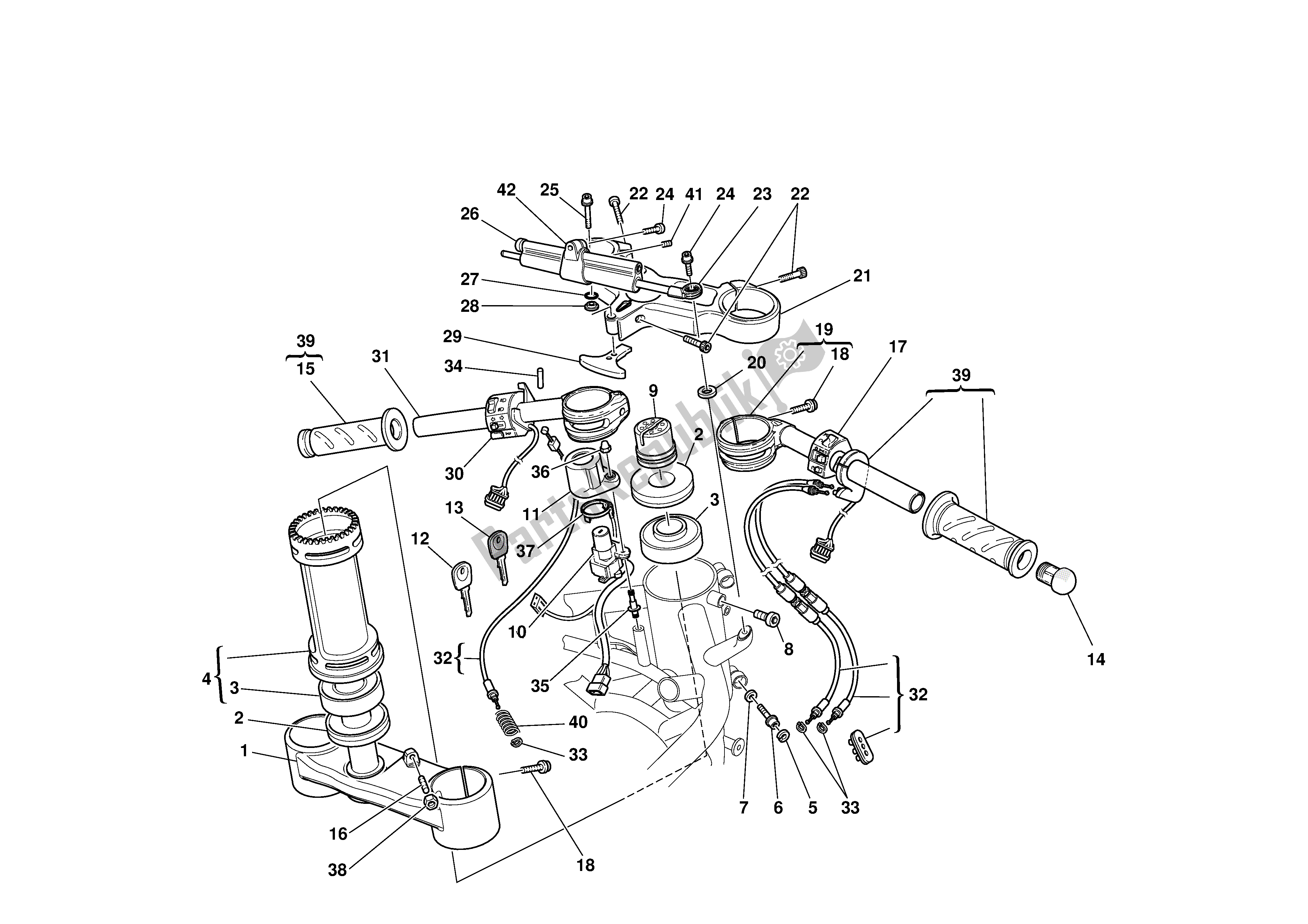 Tutte le parti per il Mezzo Manubrio-ammortizzatore-assorbitore del Ducati 999S 2003