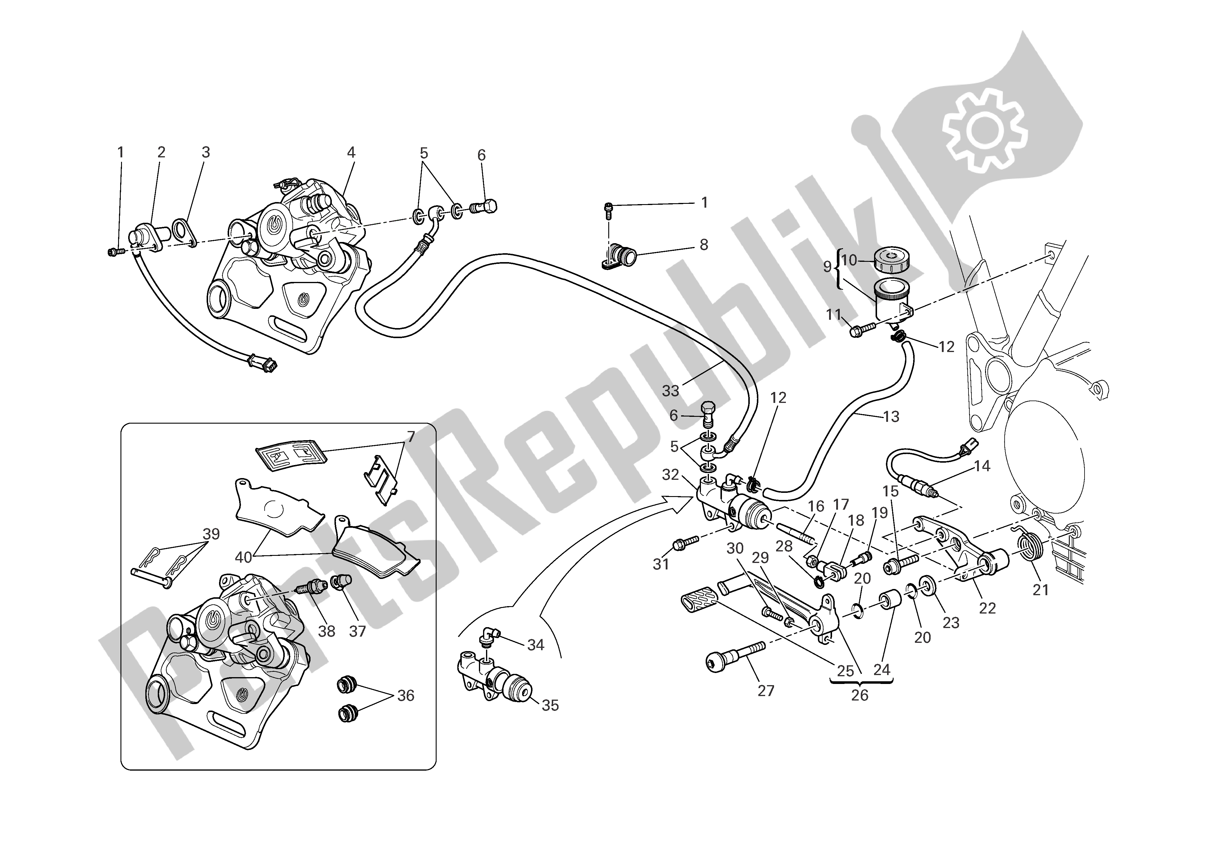 Todas las partes para Freno Hidráulico Trasero de Ducati Sportclassic Paul Smart 1000 2006