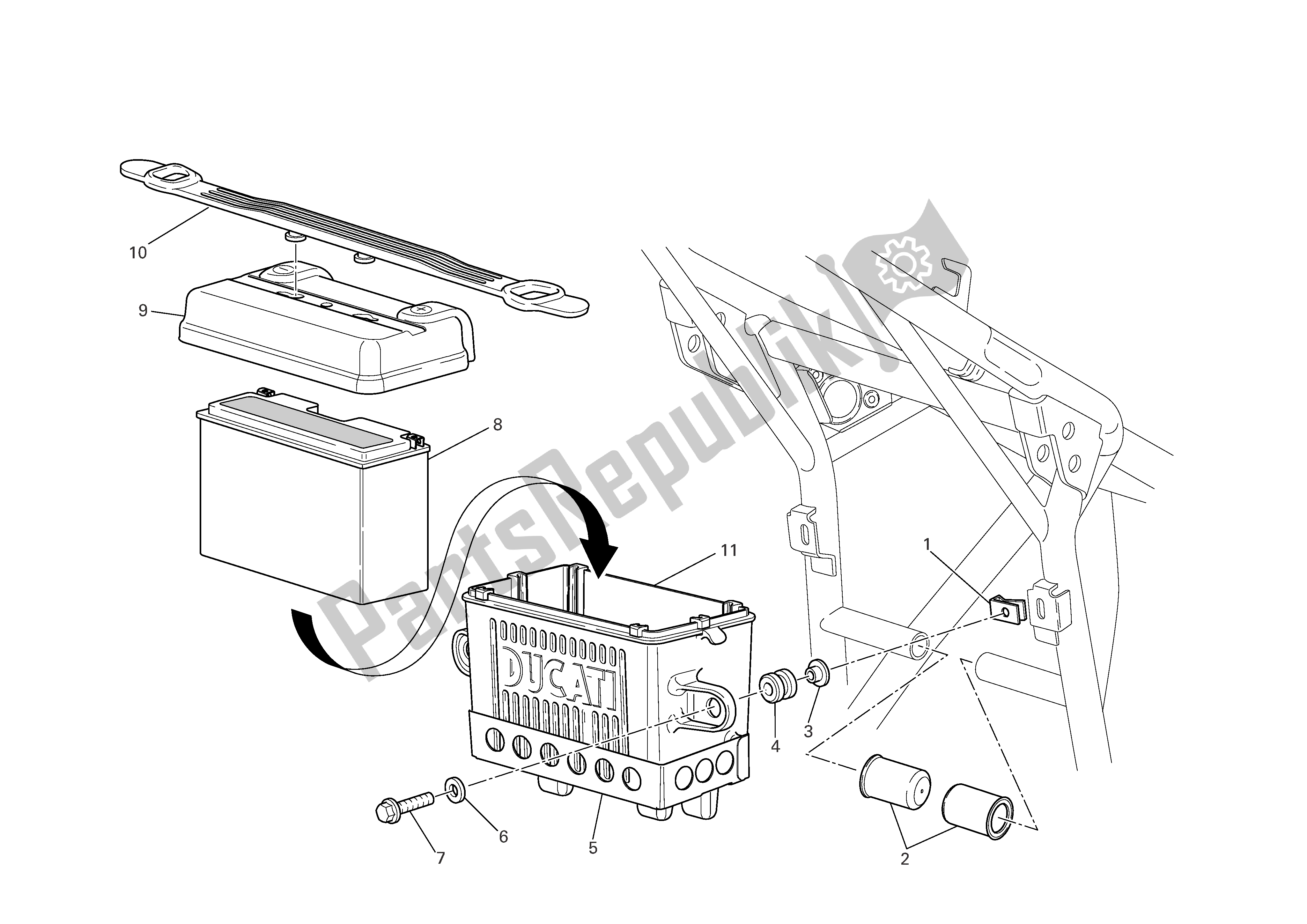 Tutte le parti per il Supporto Batteria del Ducati Sportclassic Paul Smart 1000 2006