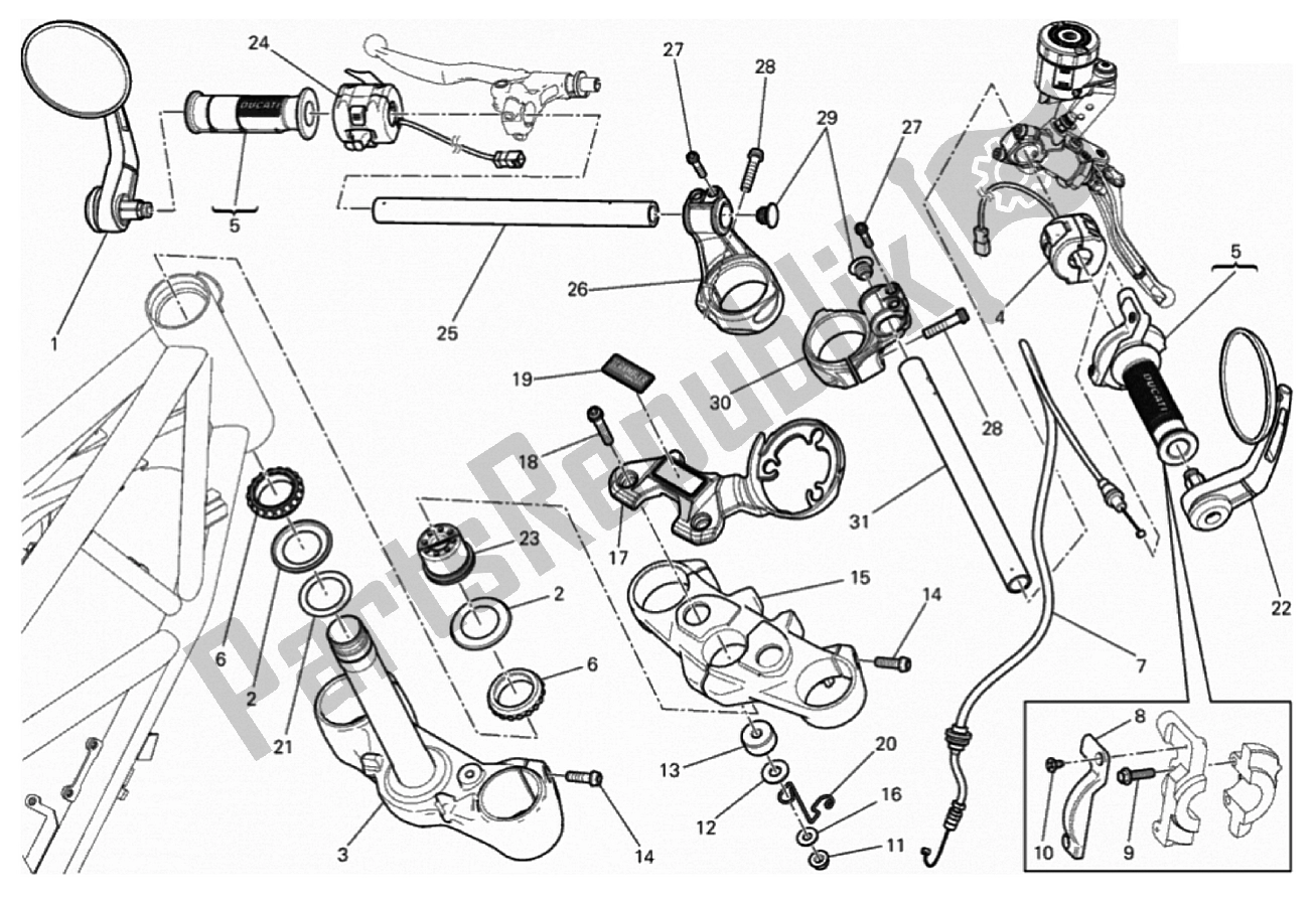 Toutes les pièces pour le Guidon Et Commandes du Ducati Scrambler 800 2017