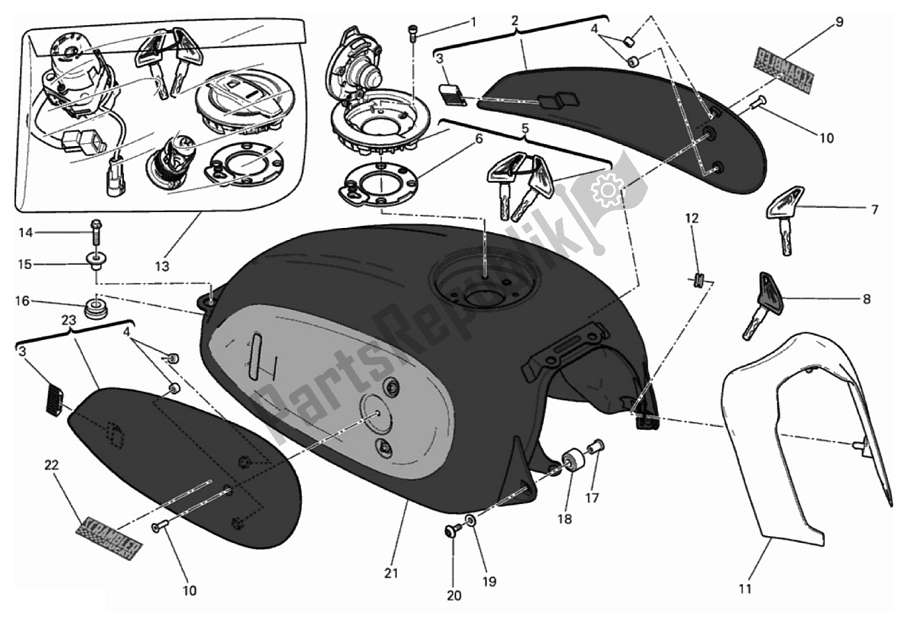 Todas las partes para Depósito De Combustible de Ducati Scrambler 800 2017