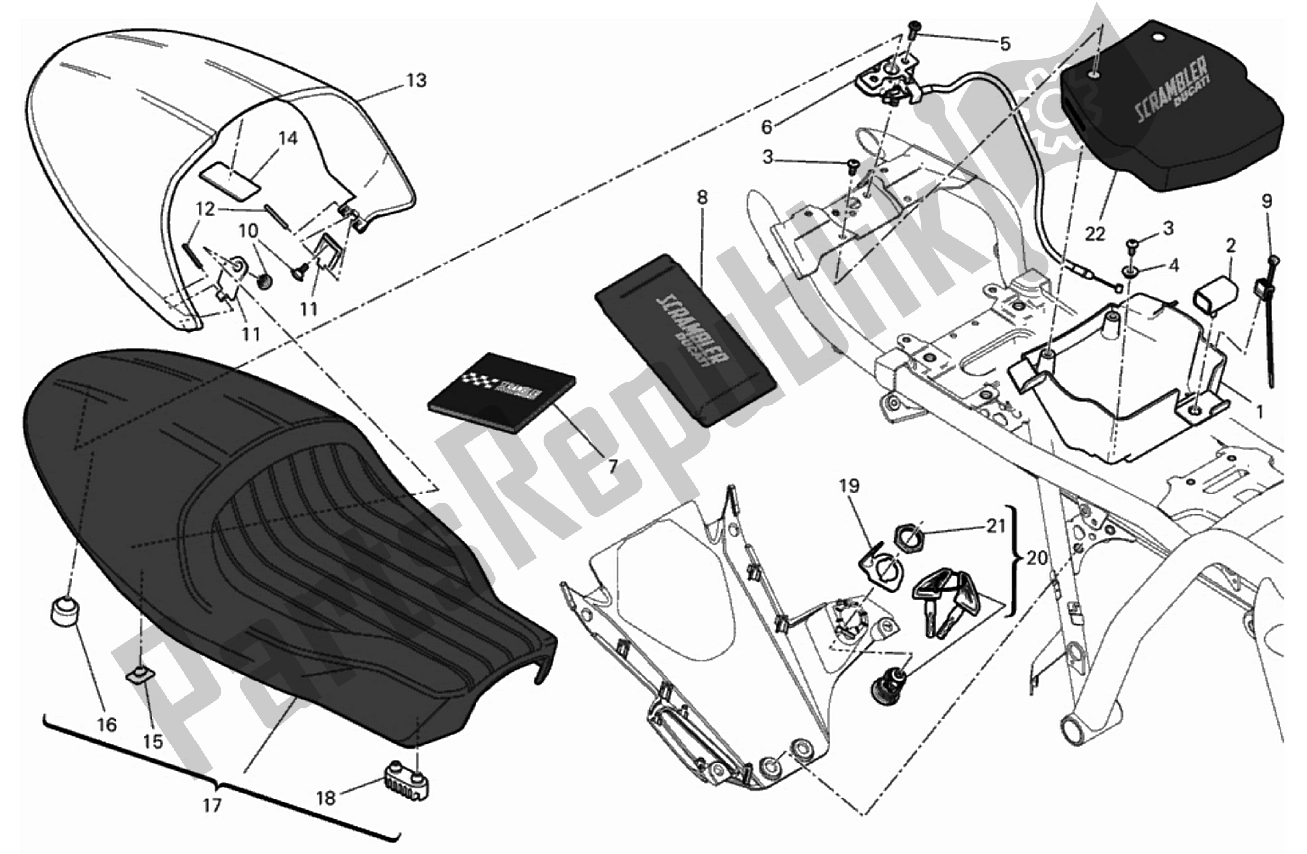 Todas las partes para Asiento de Ducati Scrambler 800 2017