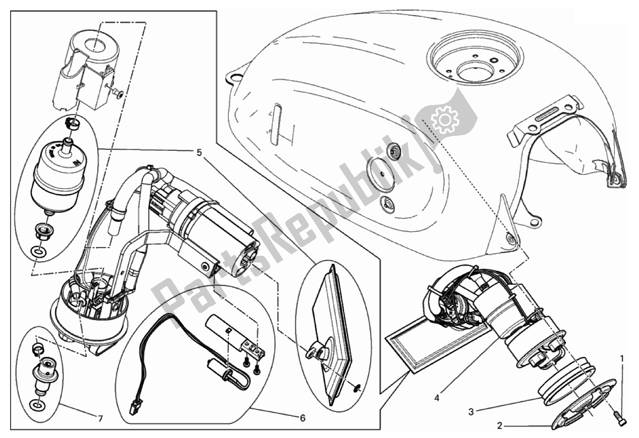 Alle onderdelen voor de Benzine Pomp van de Ducati Scrambler 800 2017