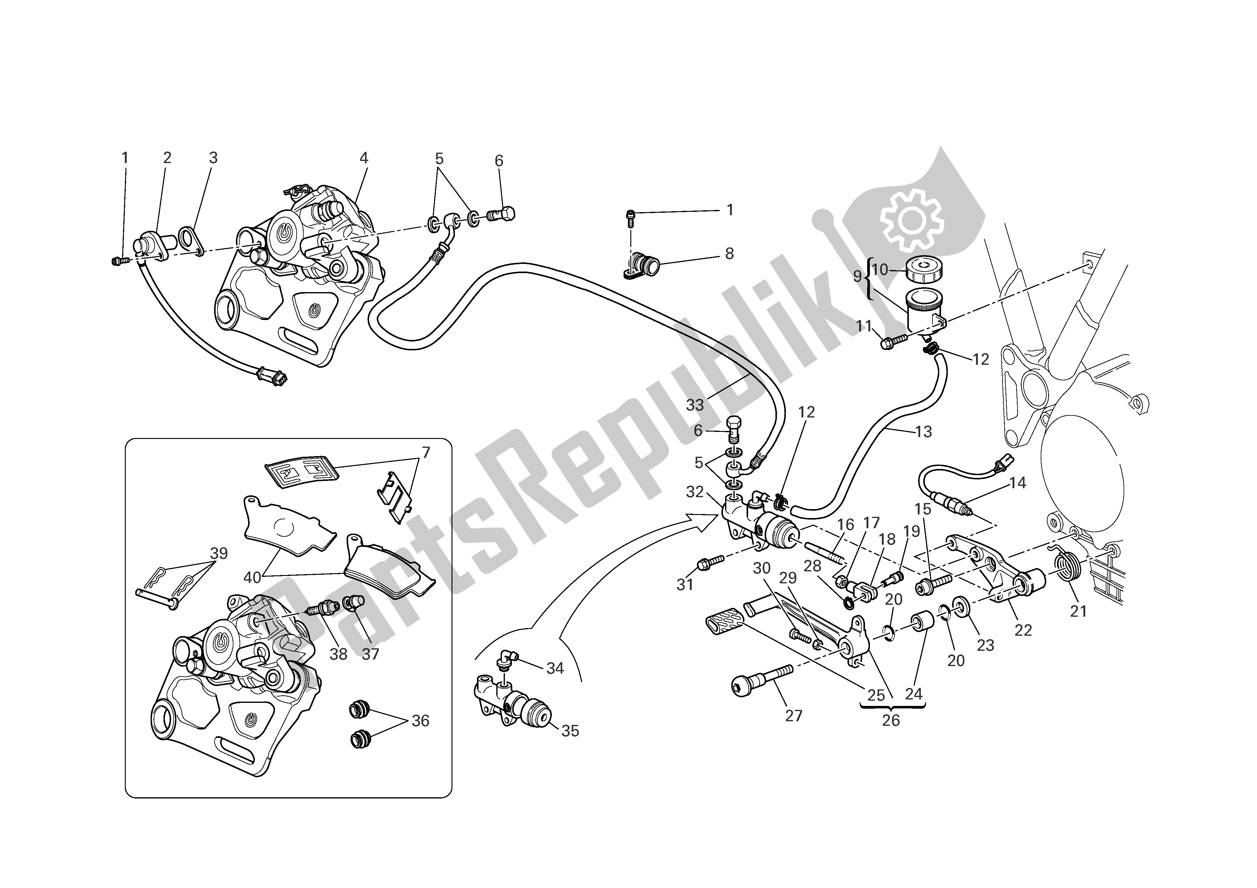 Todas las partes para Freno Hidráulico Trasero de Ducati Sportclassic Sport 1000 2006