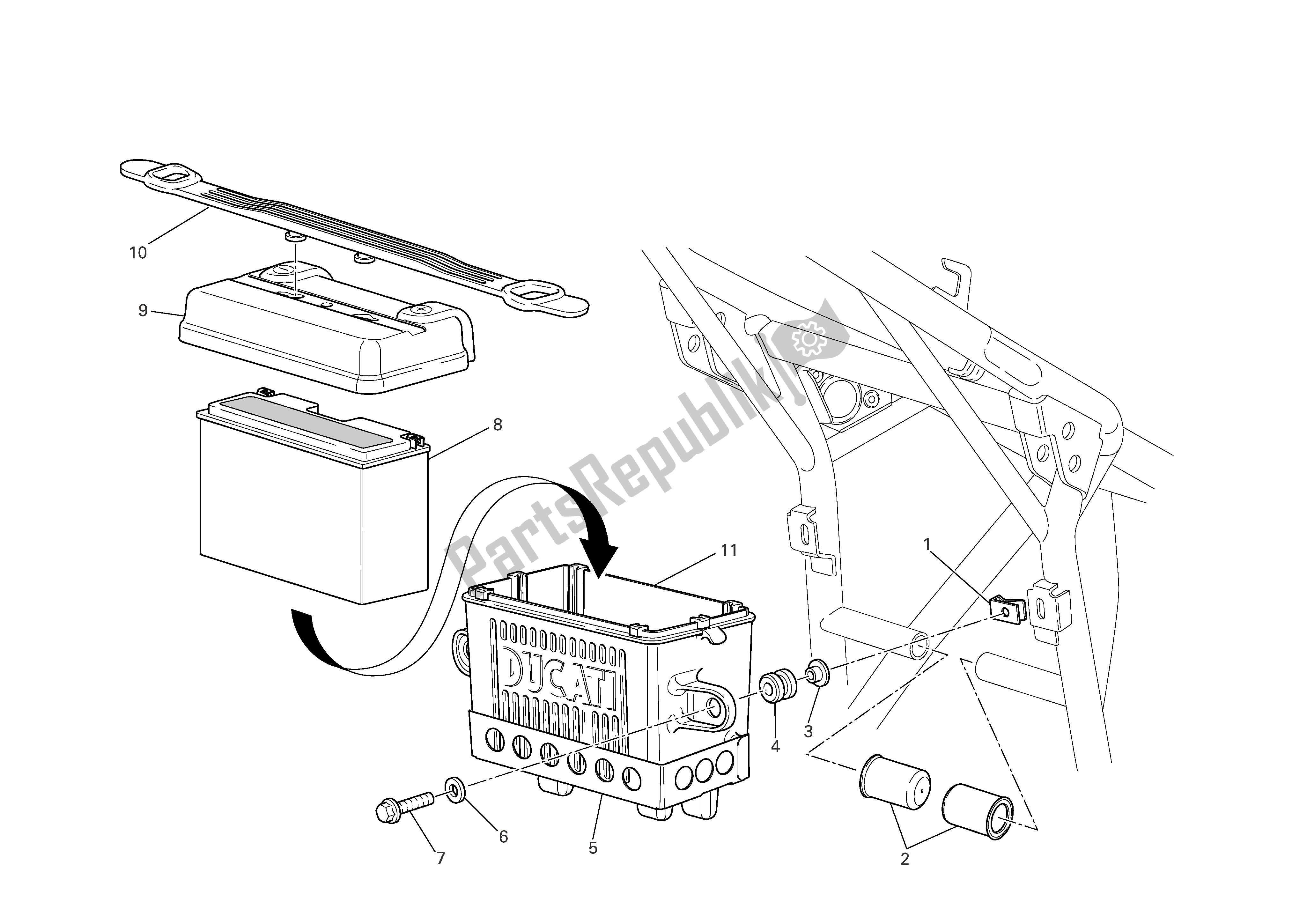 Tutte le parti per il Supporto Batteria del Ducati Sportclassic Sport 1000 2006