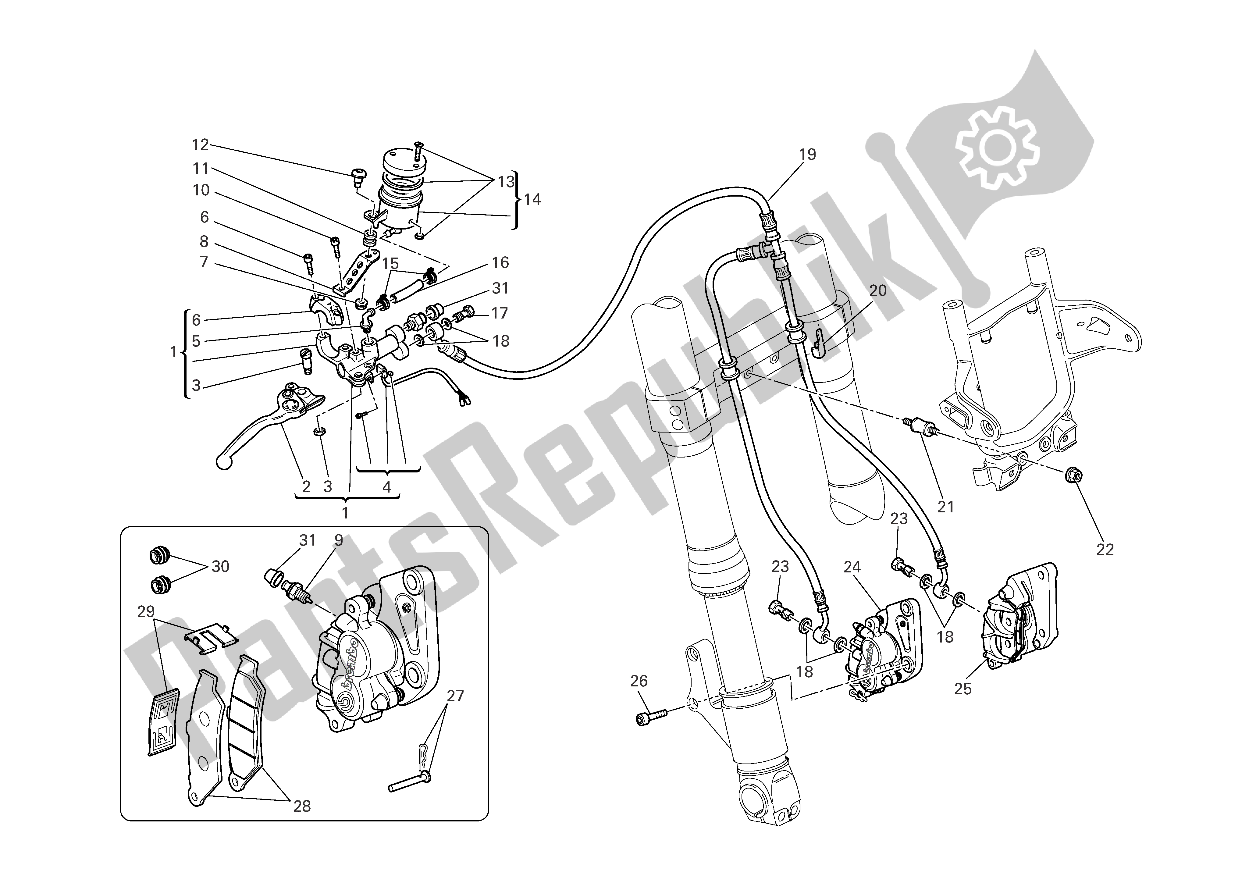 Tutte le parti per il Freno Idraulico Anteriore del Ducati Sportclassic Sport 1000 2006