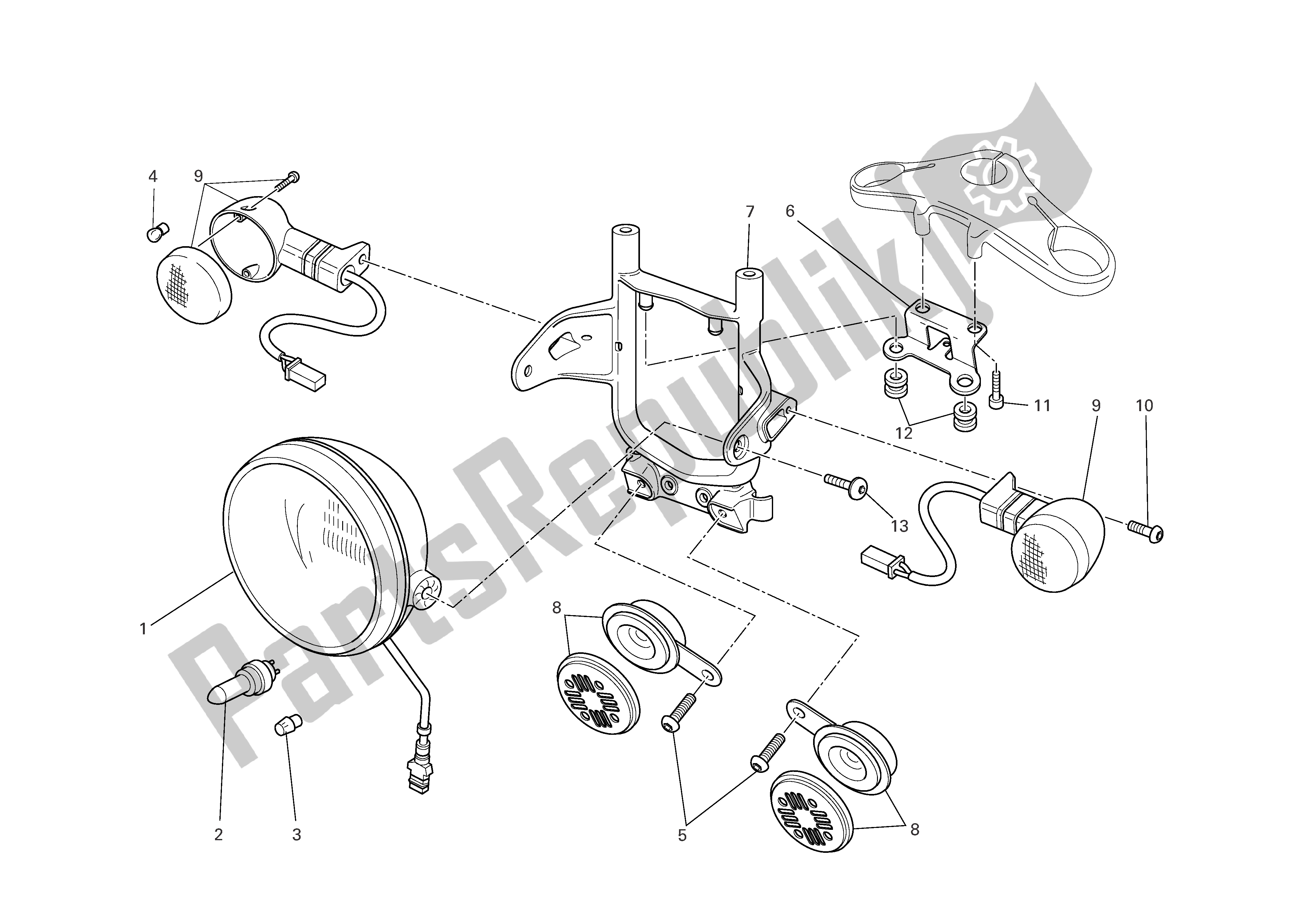 All parts for the Headlight of the Ducati Sportclassic Sport Biposto 1000 2007