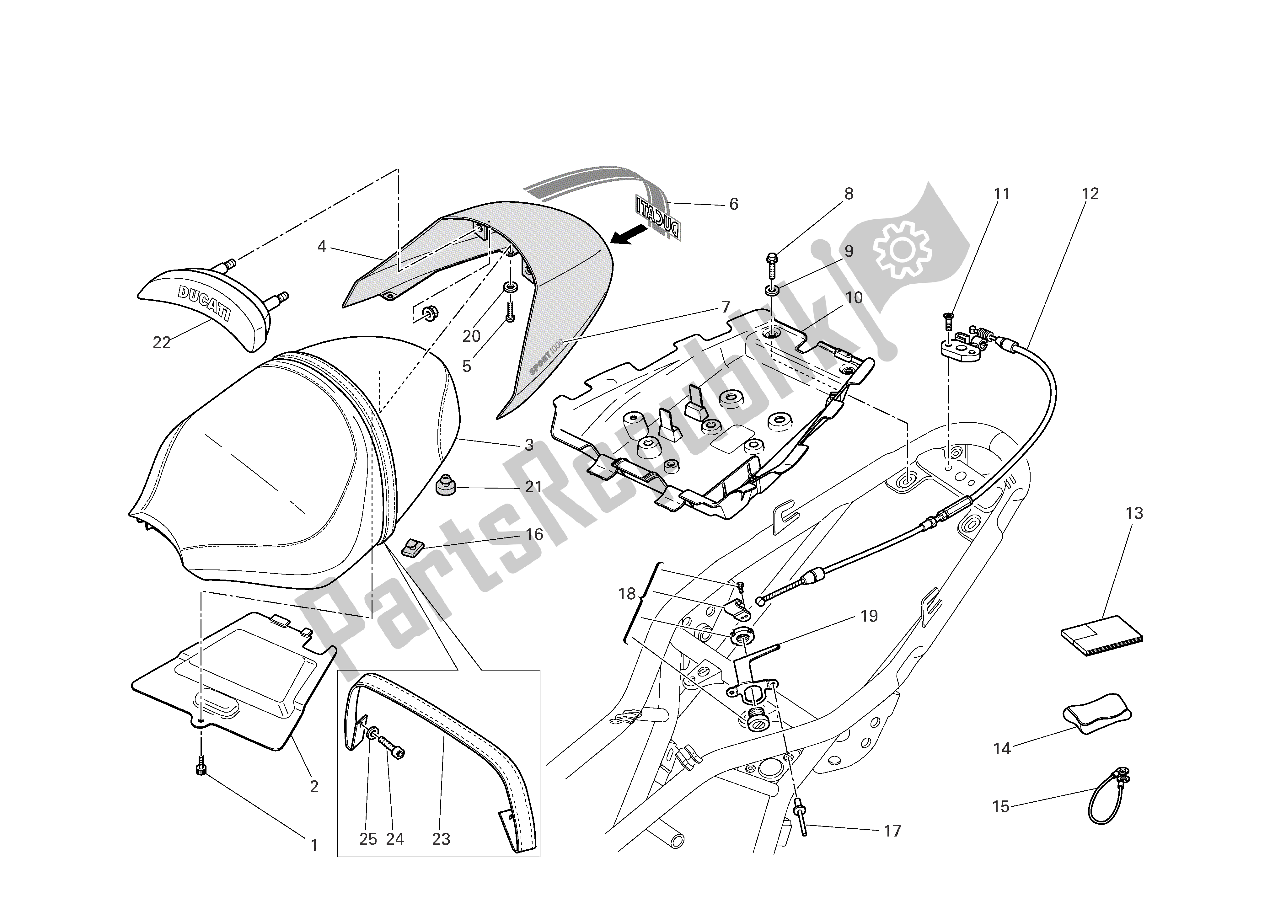 Tutte le parti per il Posto A Sedere del Ducati Sportclassic Sport Biposto 1000 2007