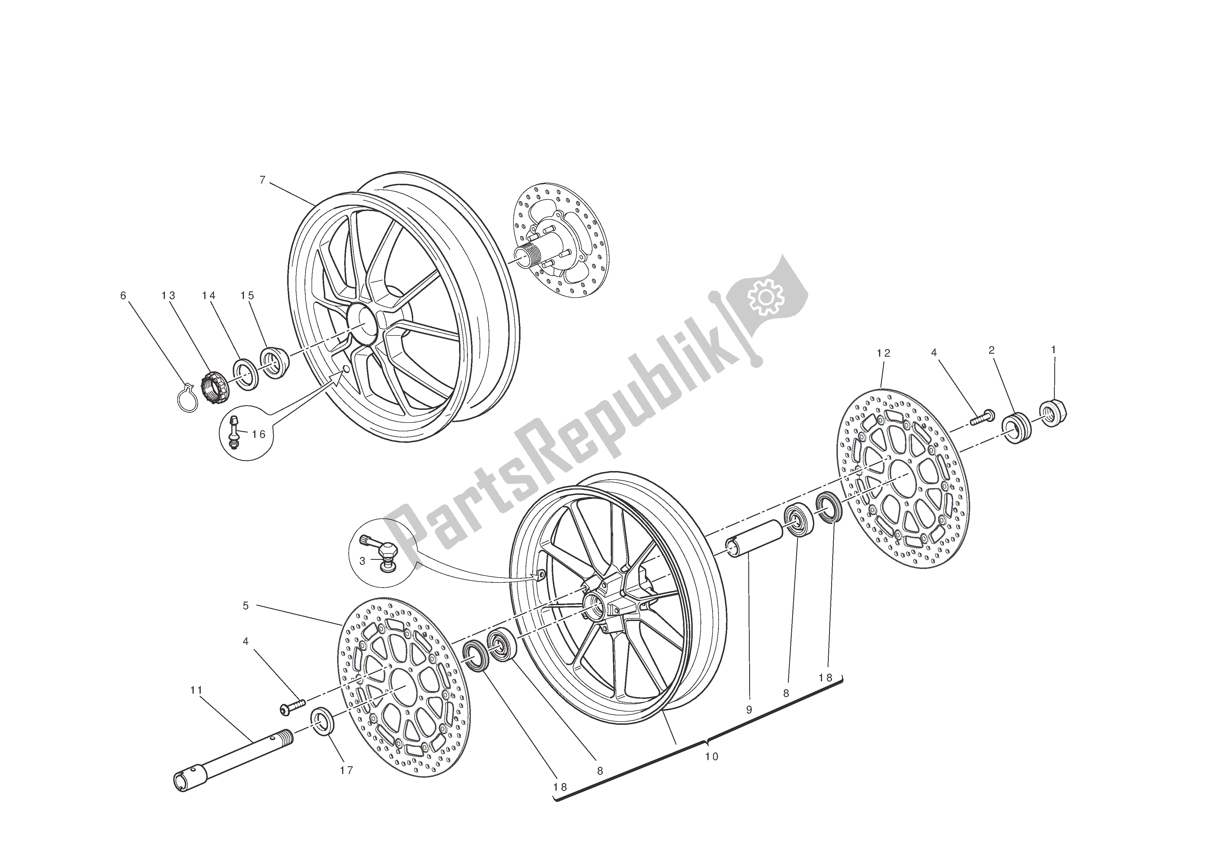 Todas las partes para Ruedas Delanteras Y Traseras de Ducati Streetfighter 848 2012