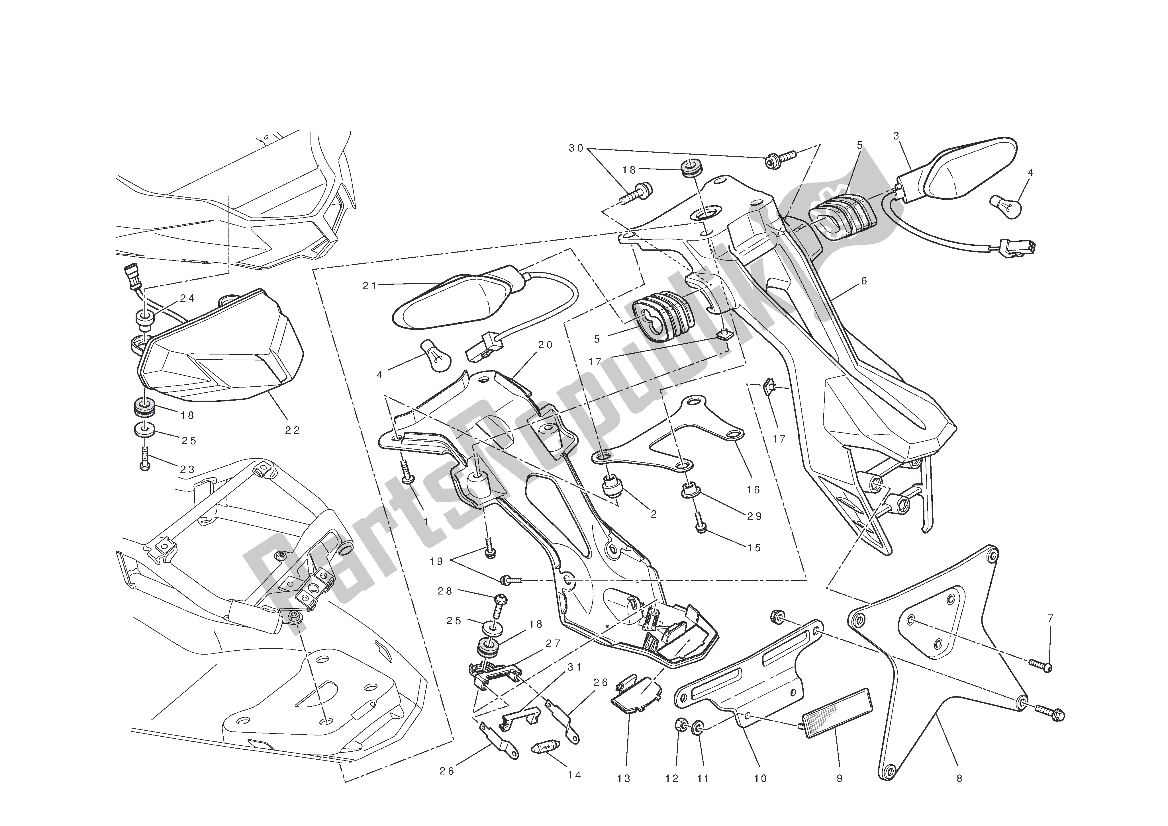 Alle onderdelen voor de Nummerplaathouder van de Ducati Streetfighter 848 2012