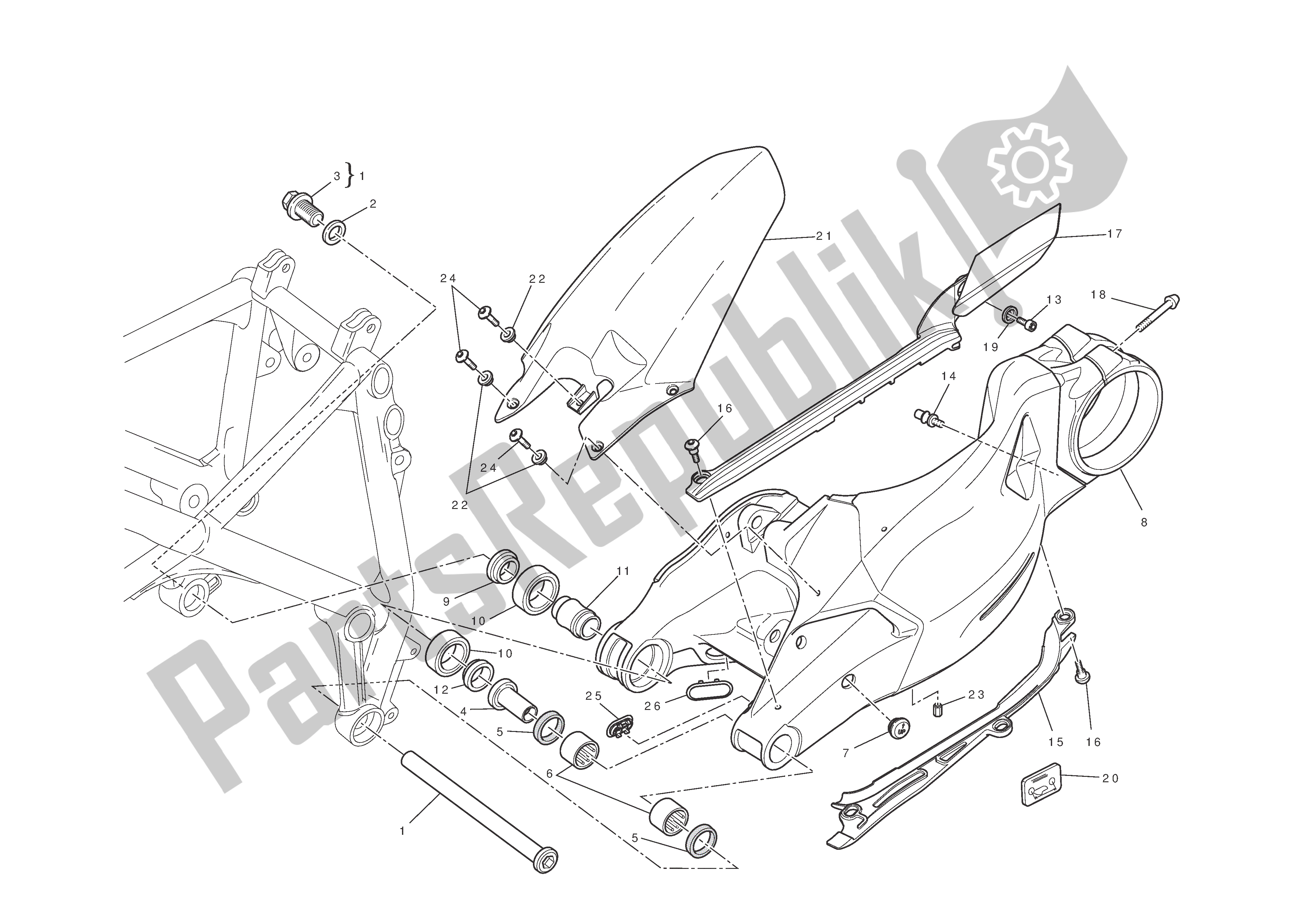 Todas las partes para Basculante de Ducati Streetfighter 848 2012