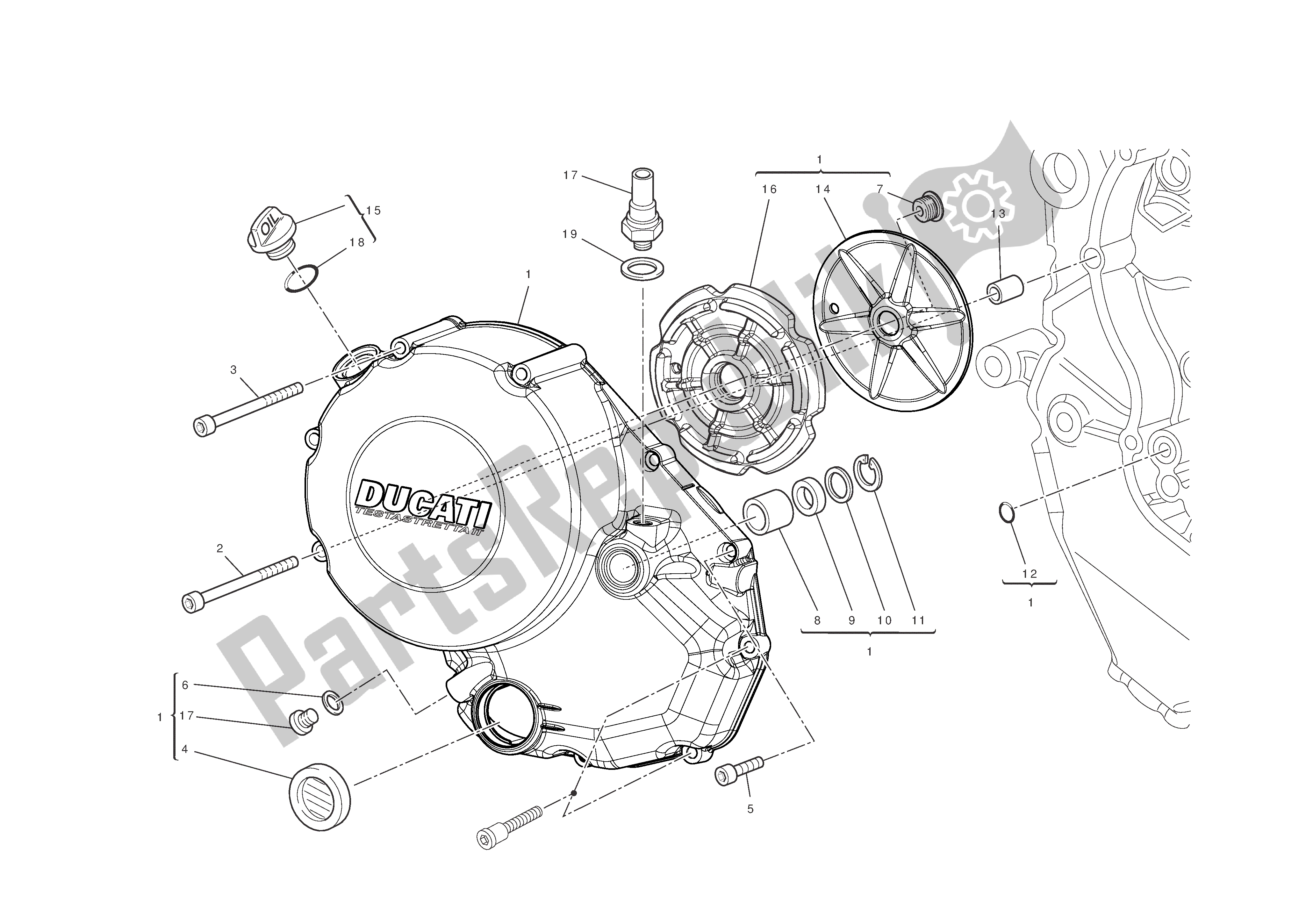 Todas las partes para Tapa Del Cárter Del Lado Del Embrague de Ducati Streetfighter 848 2012