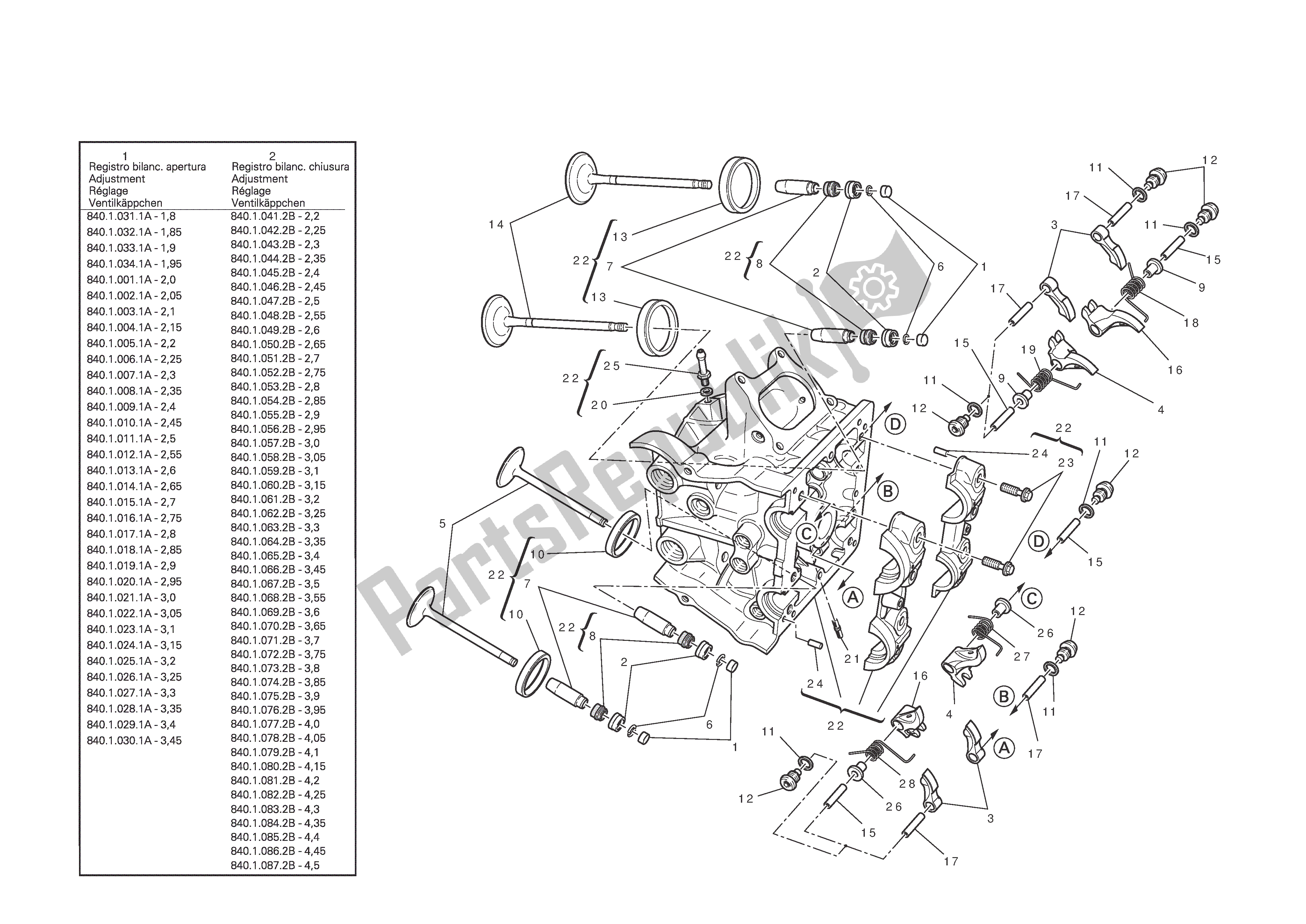 Alle onderdelen voor de Horizontale Cilinderkop van de Ducati Streetfighter 848 2012