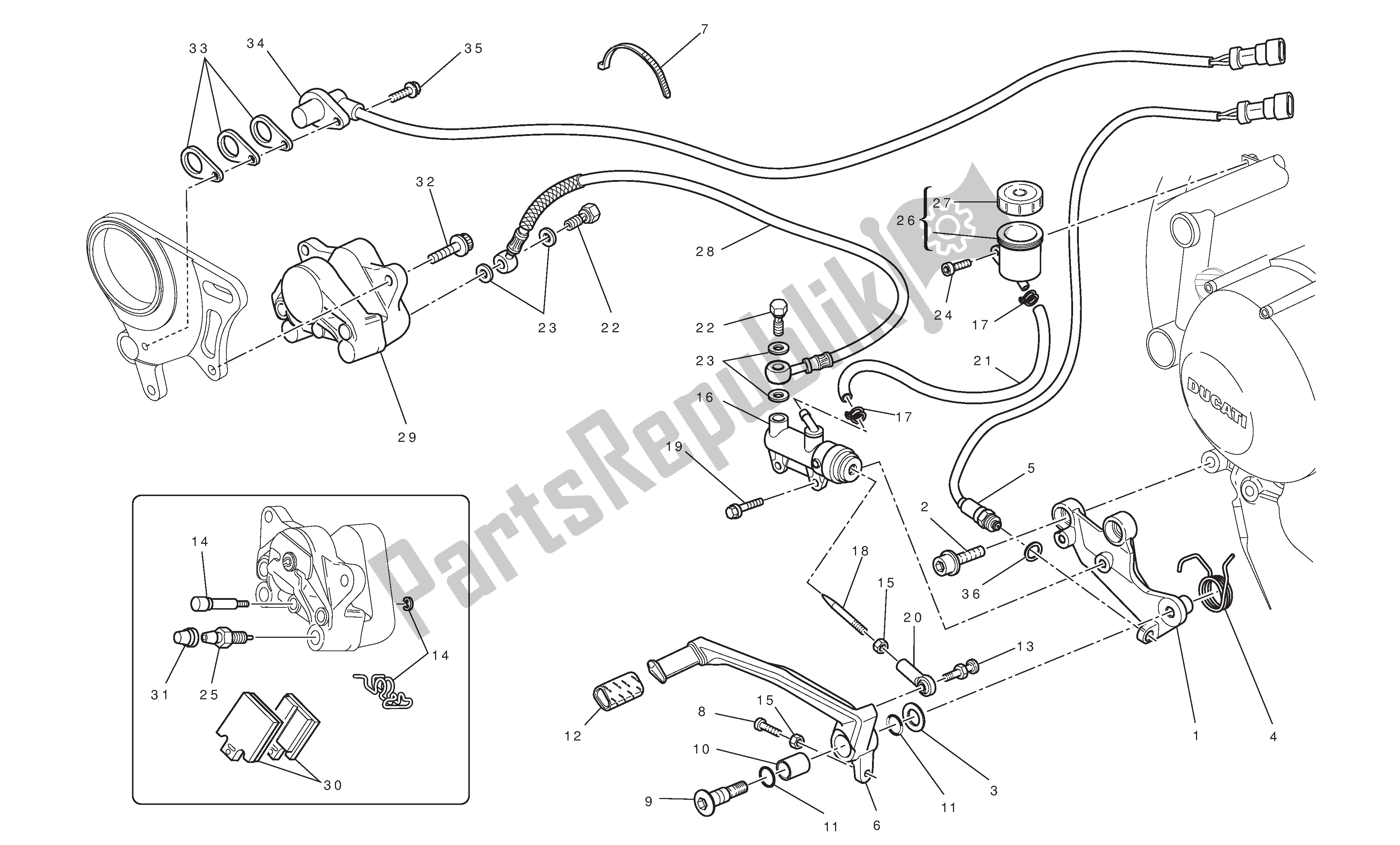 Tutte le parti per il Freno Posteriore del Ducati Streetfighter 848 2012