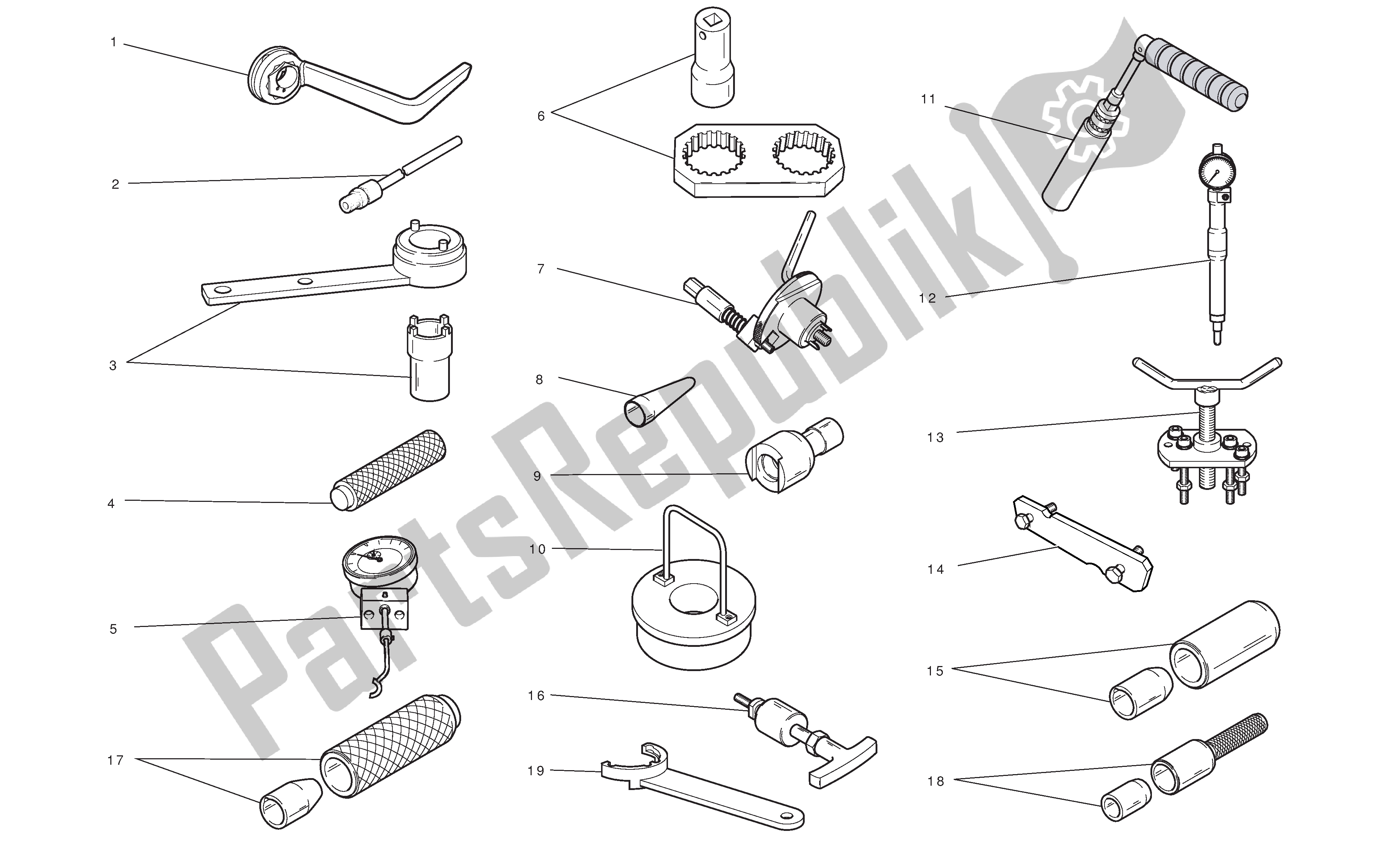 Alle onderdelen voor de Werkplaats Service Tools van de Ducati Streetfighter 848 2012
