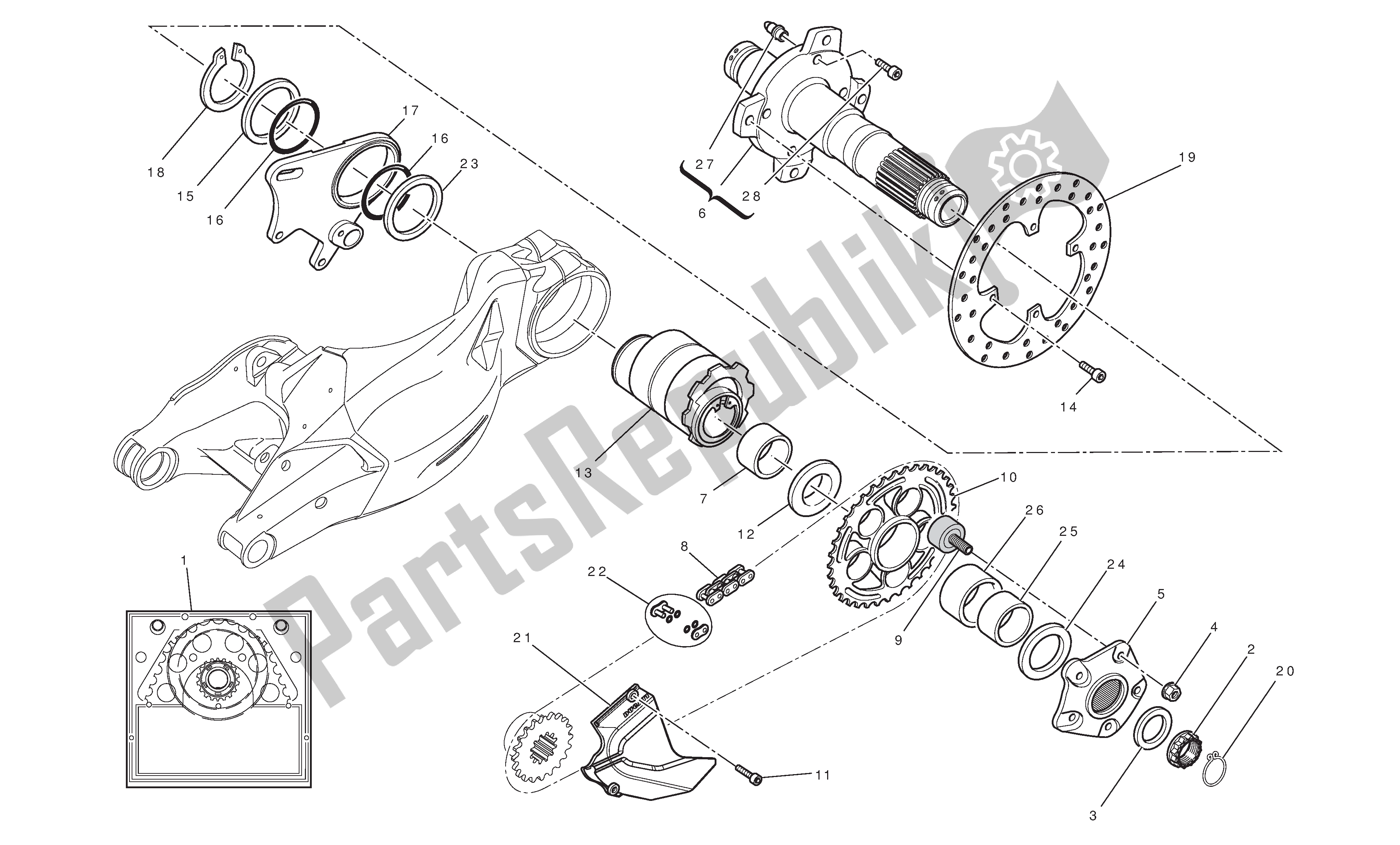 Todas las partes para Eje De La Rueda Trasera de Ducati Streetfighter 848 2012