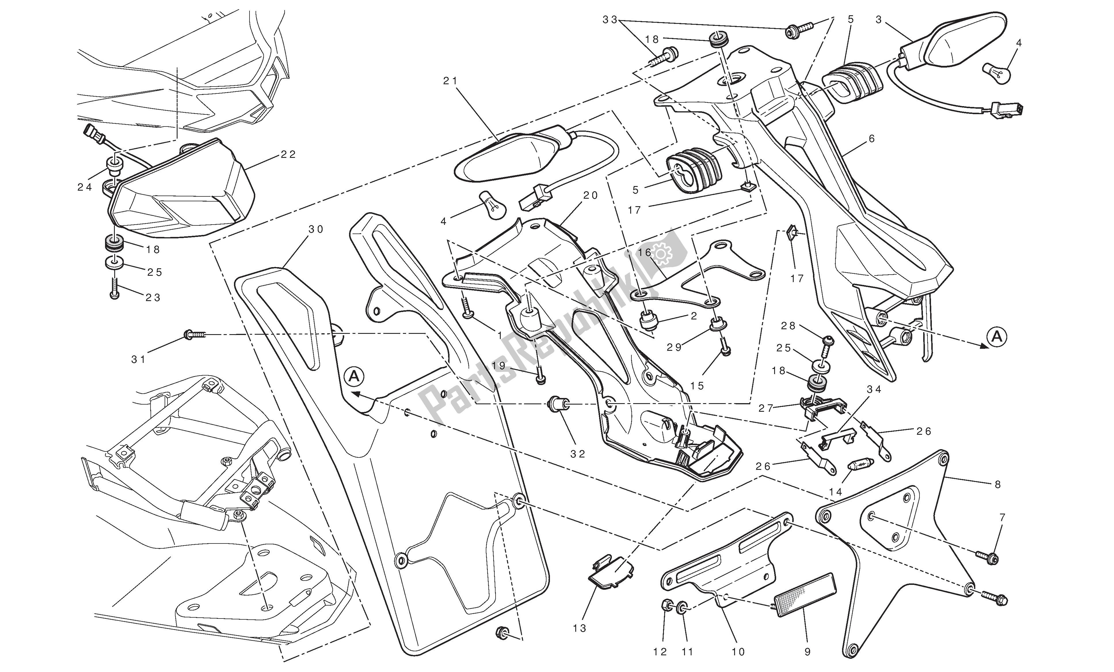 Alle onderdelen voor de Kentekenplaathouder - (aus) van de Ducati Streetfighter 848 2012