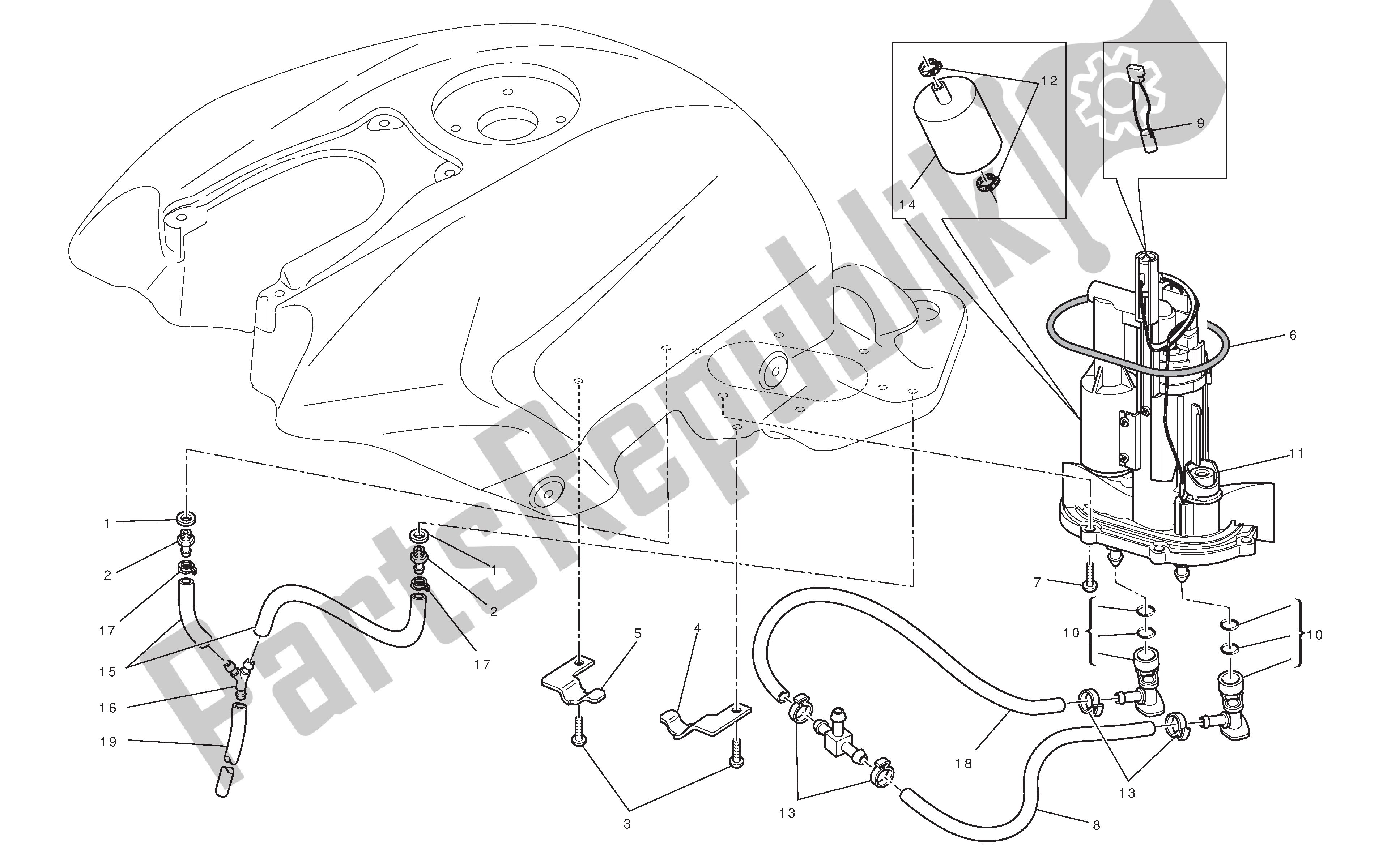 Tutte le parti per il Sistema Di Alimentazione Carburante del Ducati Streetfighter 848 2012