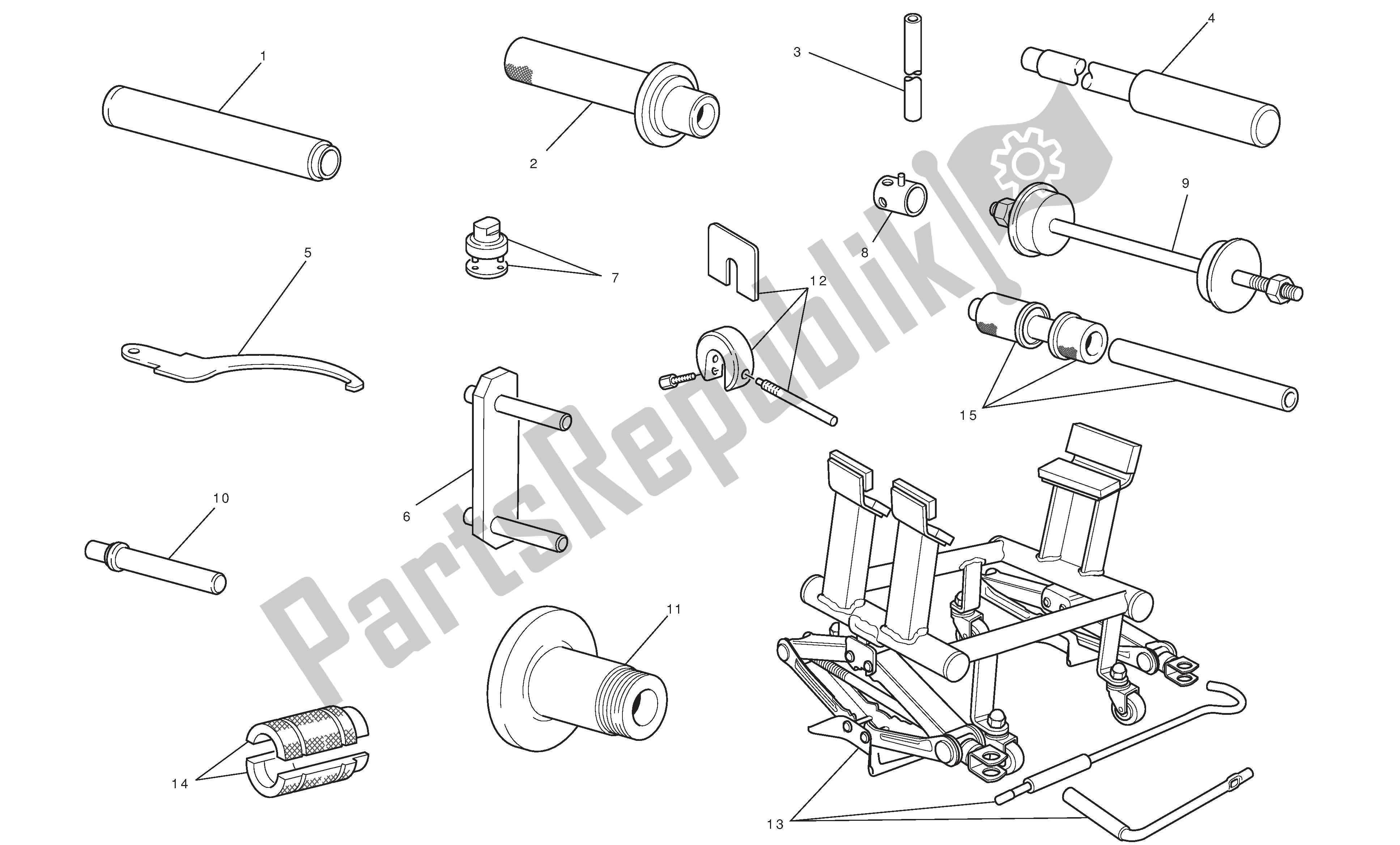 Alle onderdelen voor de Werkplaats Service Tools van de Ducati Streetfighter 848 2012