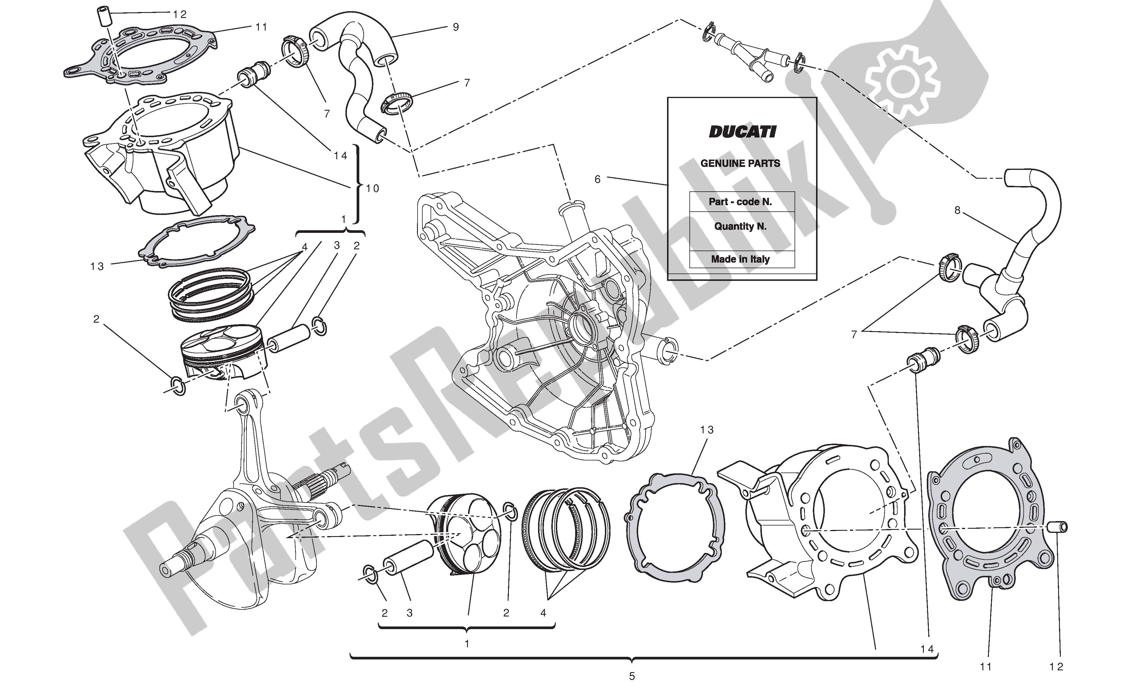 Alle onderdelen voor de Cilinders-zuigers van de Ducati Streetfighter 848 2012