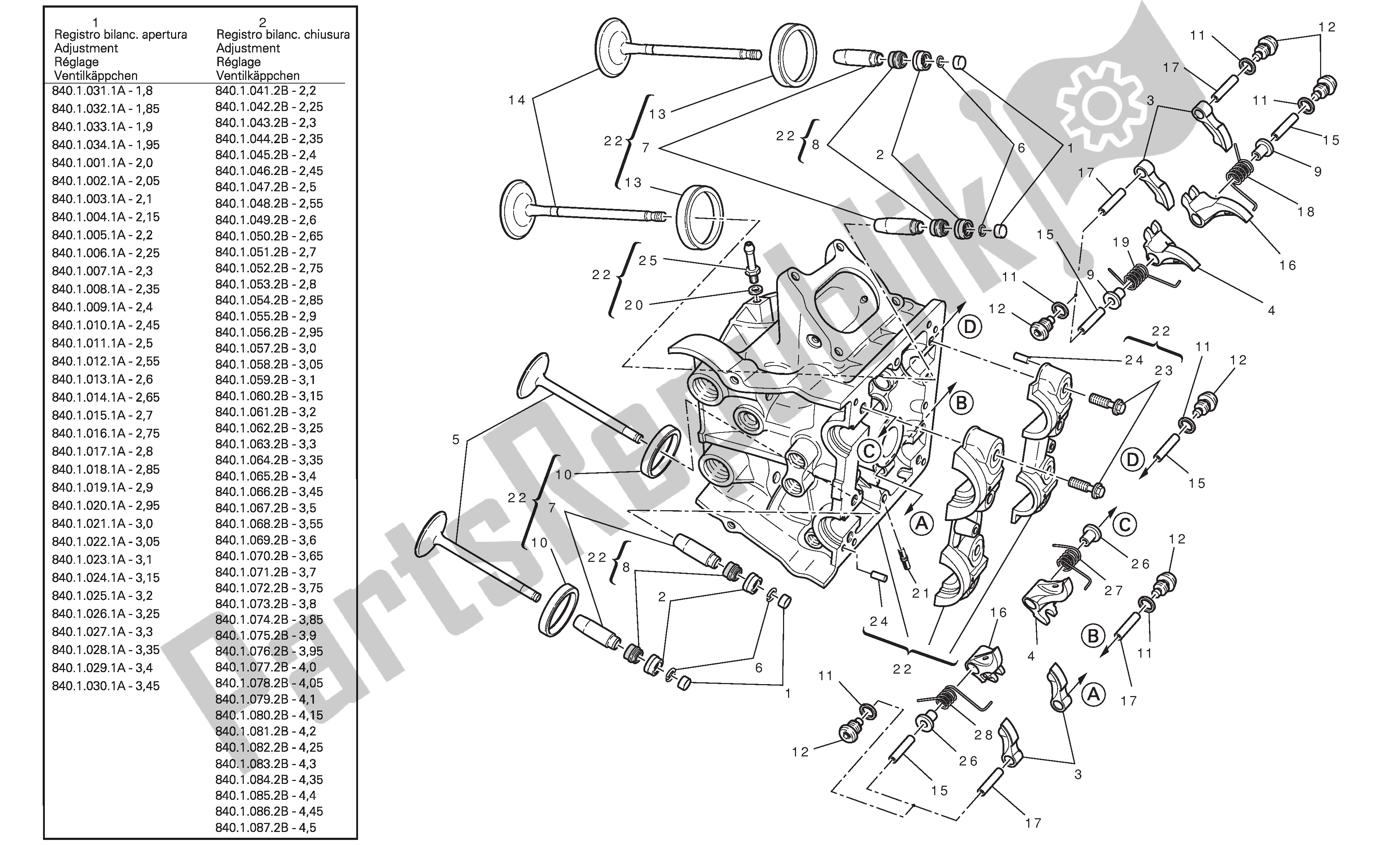 All parts for the Horizontalcylinder He Ad of the Ducati Streetfighter 848 2012