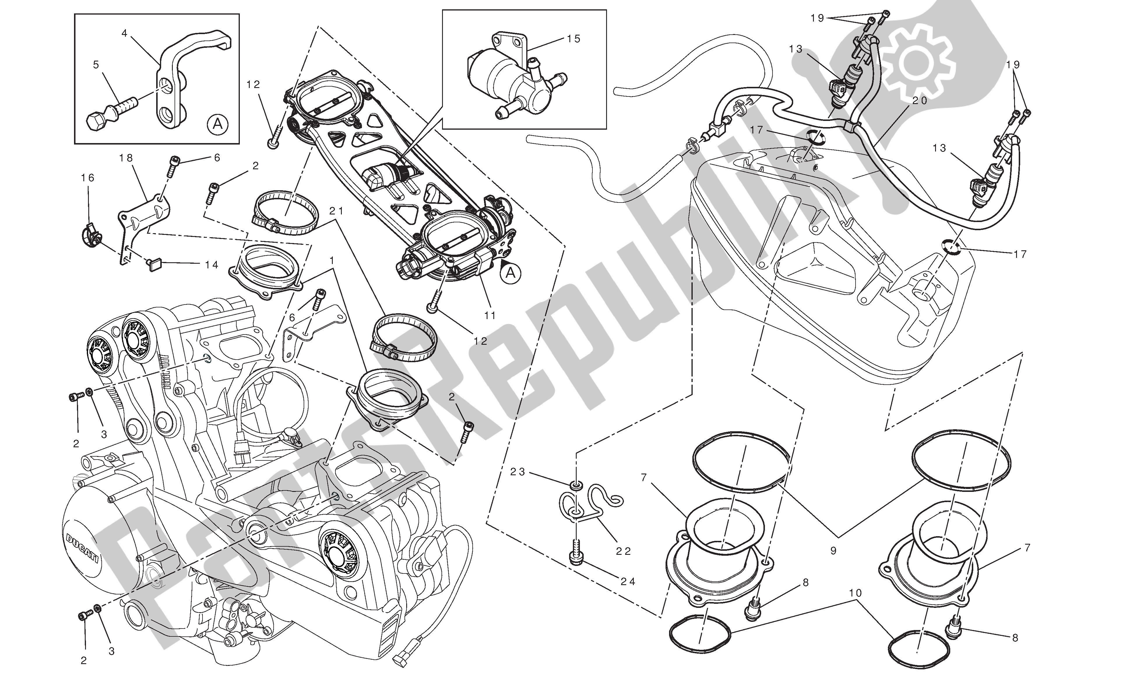 Alle onderdelen voor de Gasklephuis van de Ducati Streetfighter 848 2012