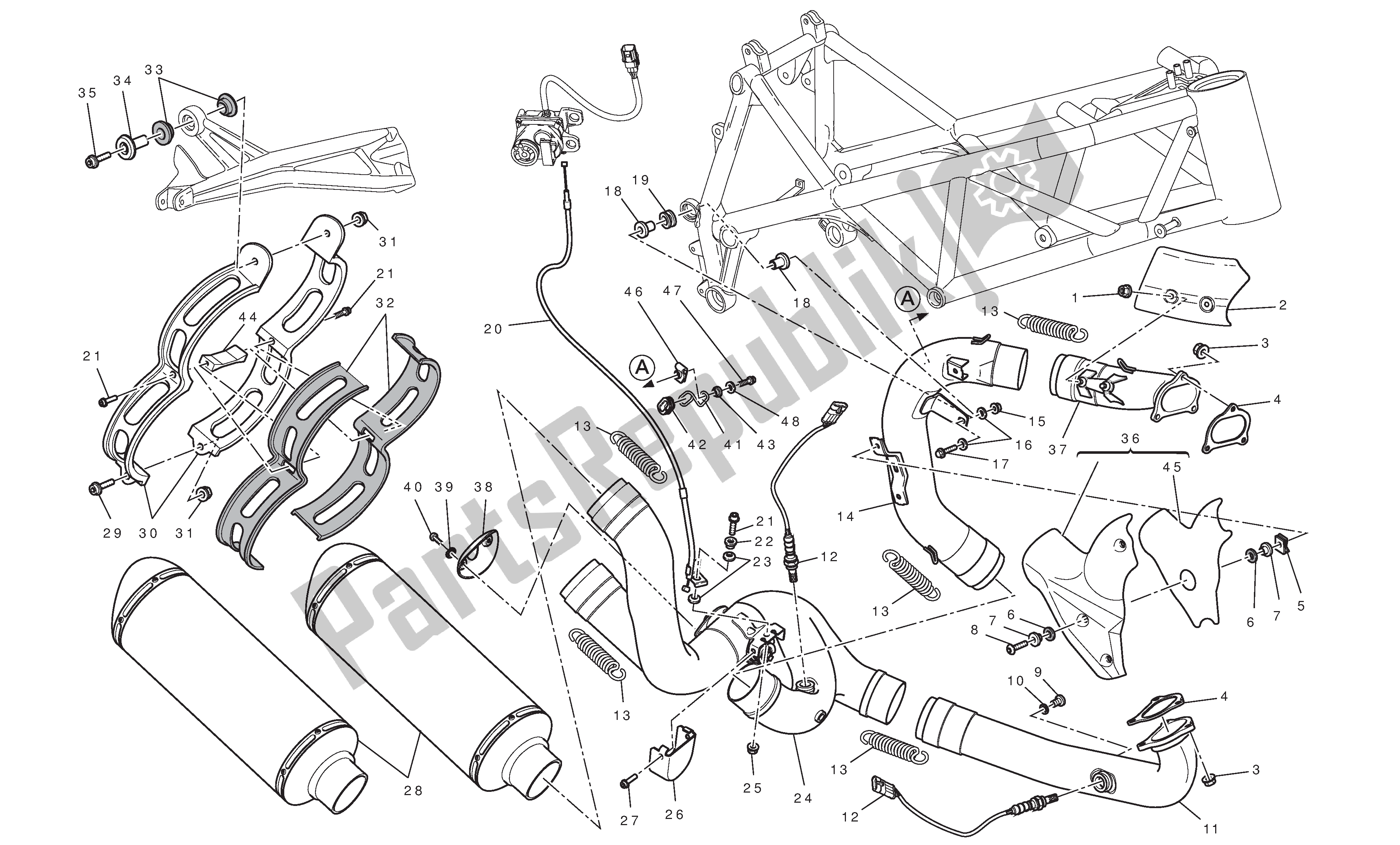 Todas las partes para Grupo Escape de Ducati Streetfighter 848 2012