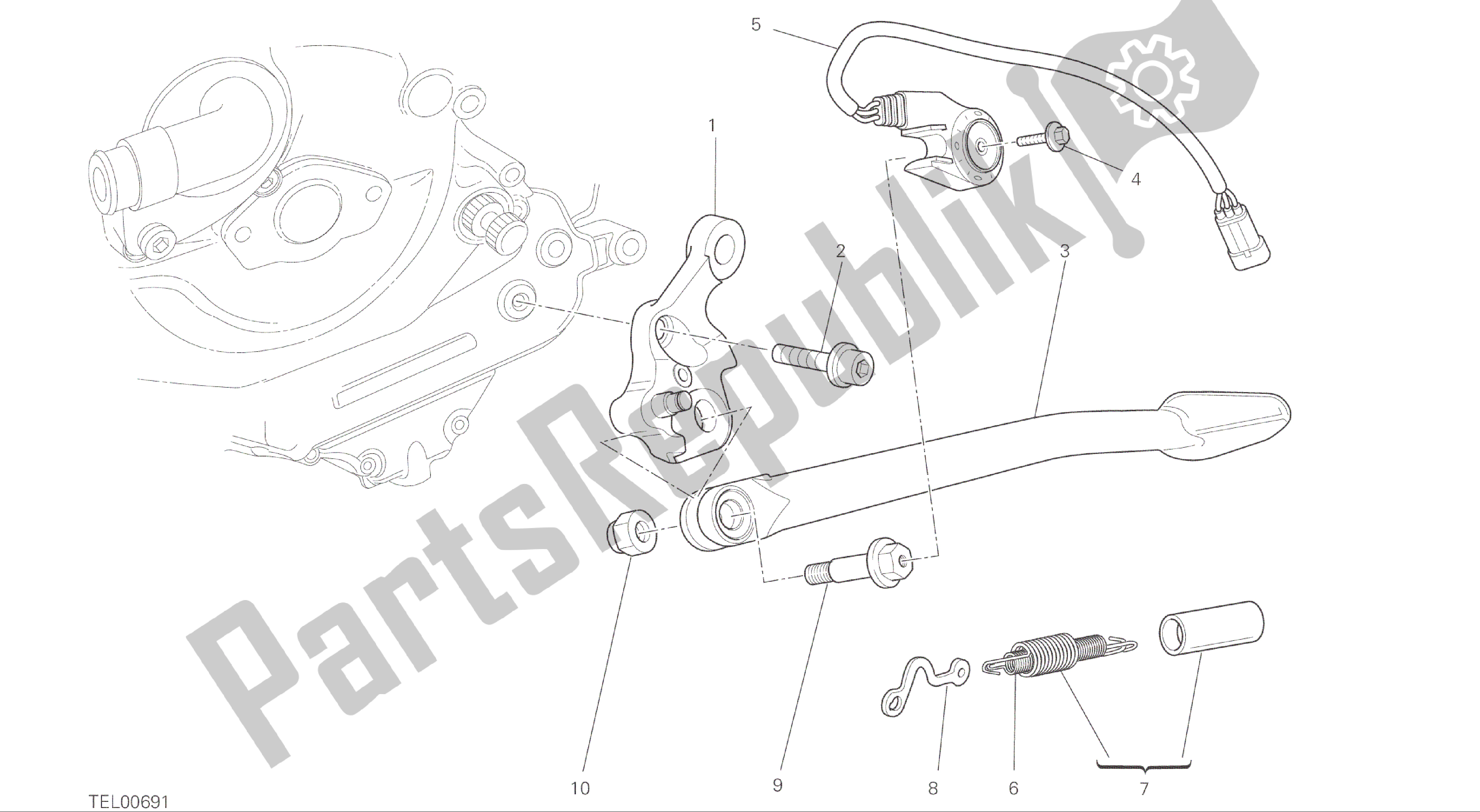 Alle onderdelen voor de Tekening 22a - Zijstandaard [mod: F848] Groepsframe van de Ducati Streetfighter 848 2015