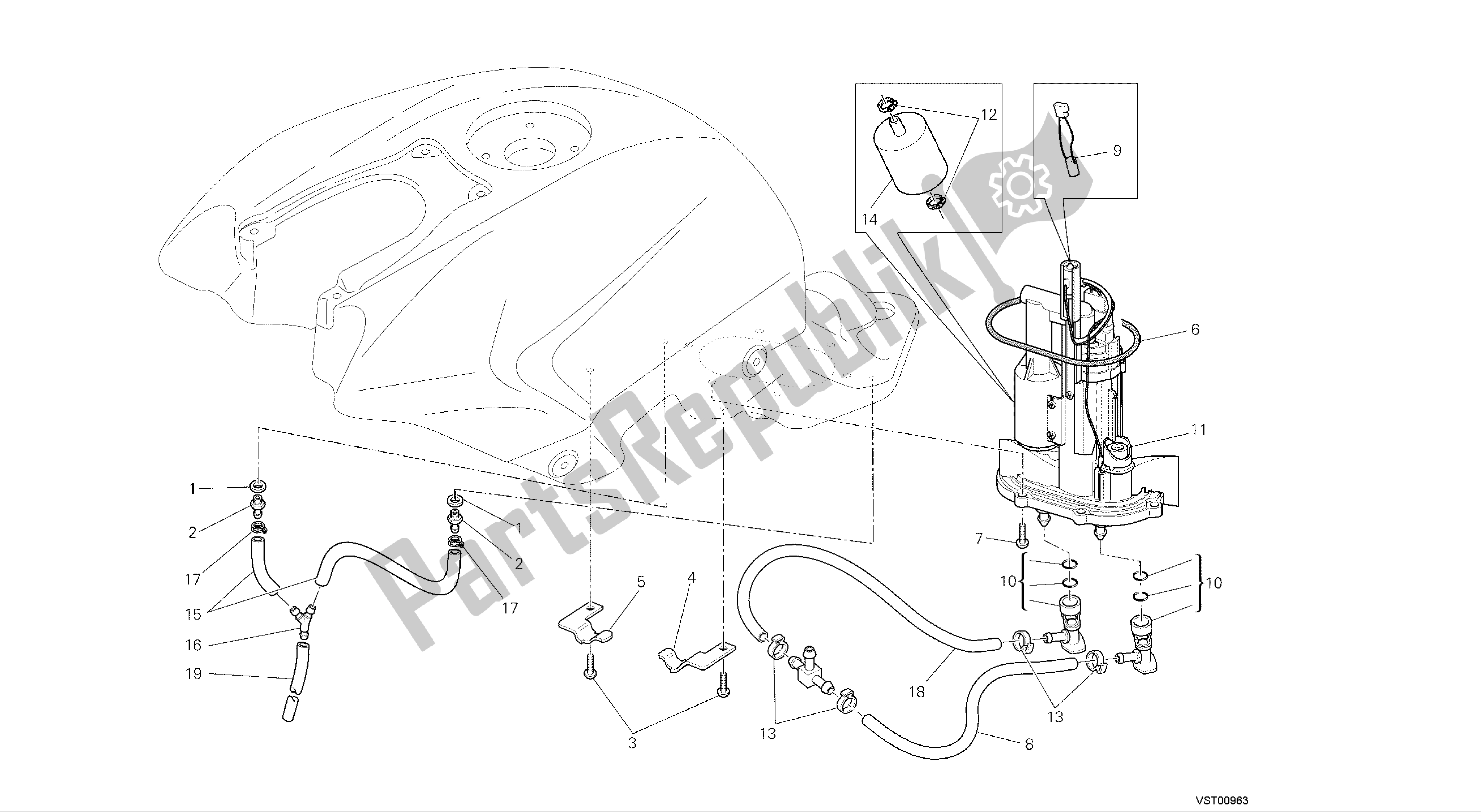 Tutte le parti per il Disegno 32a - Pompa Gruppo Carburante [mod: F848; Xst: Aus, Eur, Fra, Jap] Gruppo del Ducati Streetfighter 848 2015