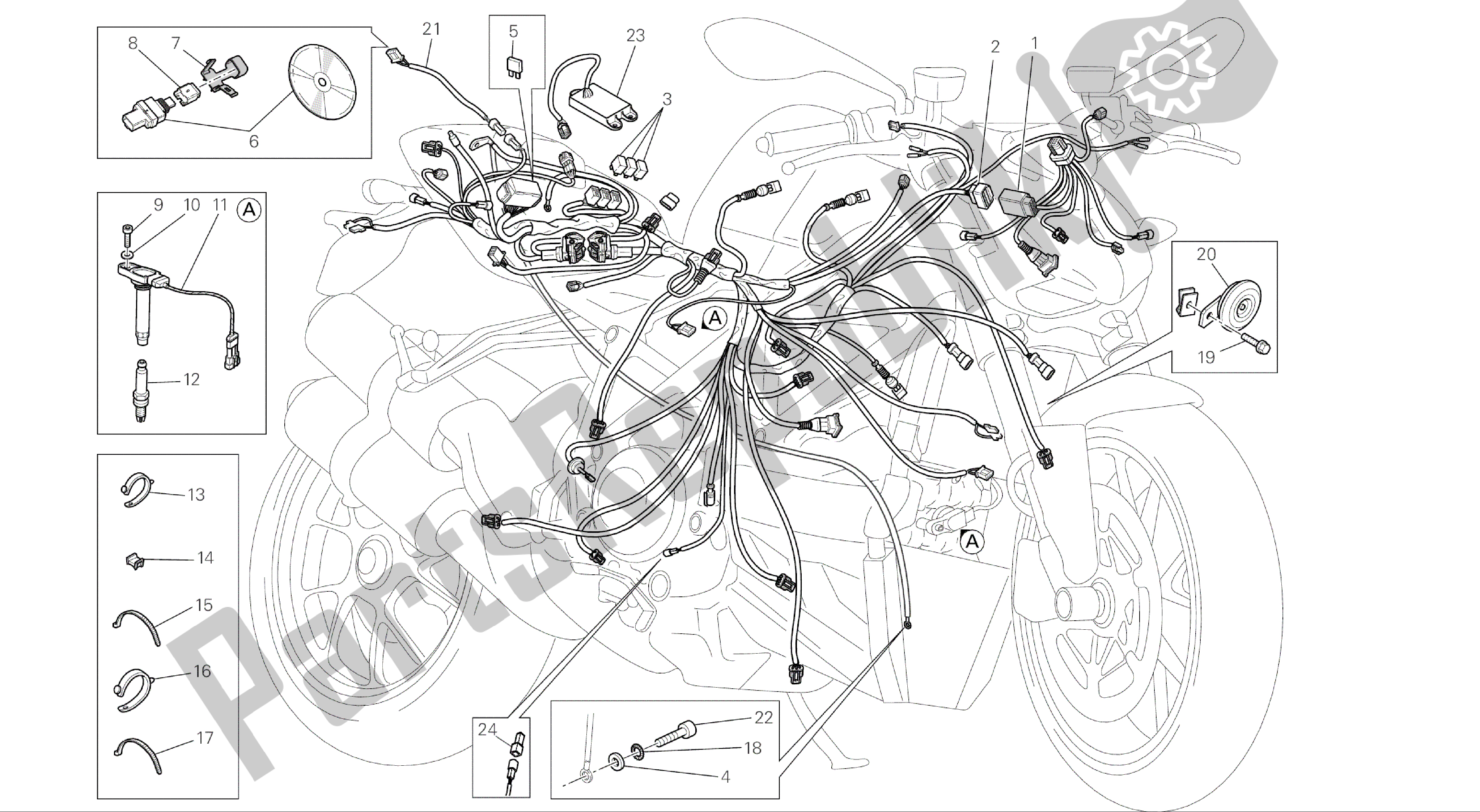 Tutte le parti per il Disegno 18a - Gruppo Cavi [mod: F848] Gruppo Elettrico del Ducati Streetfighter 848 2015