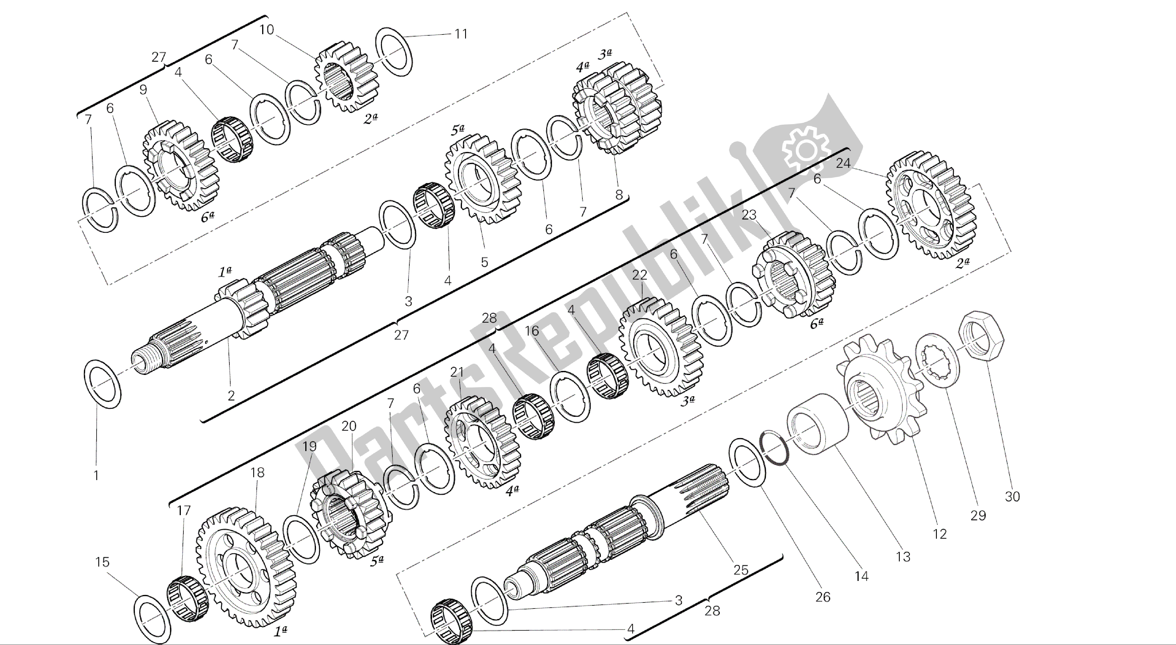 Alle onderdelen voor de Tekening 003 - Versnellingsbak [mod: F848] Groepsmotor van de Ducati Streetfighter 848 2015